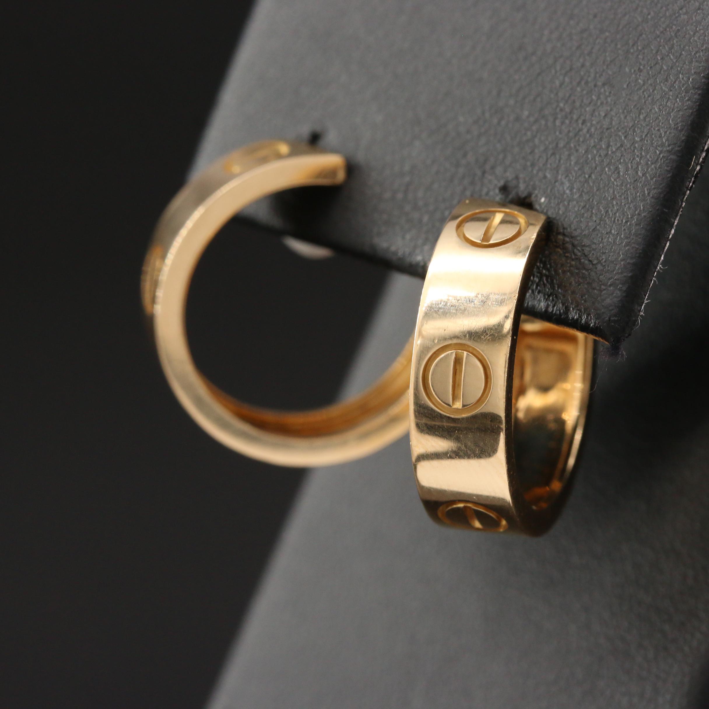 Cartier 18K Yellow Gold "Love" Earrings with Certificate and La Pousette Backs