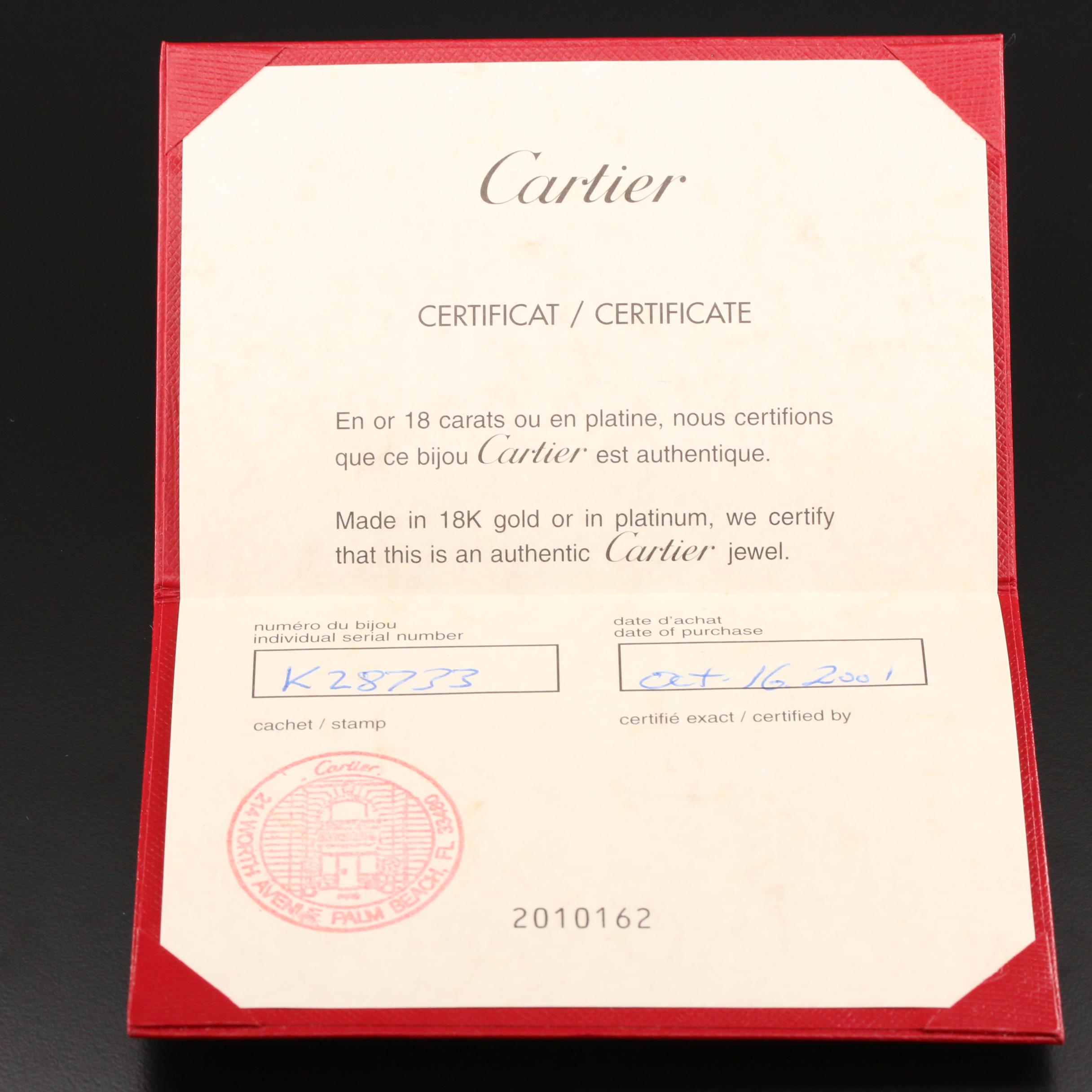 Cartier 18K Yellow Gold "Love" Earrings with Certificate and La Pousette Backs