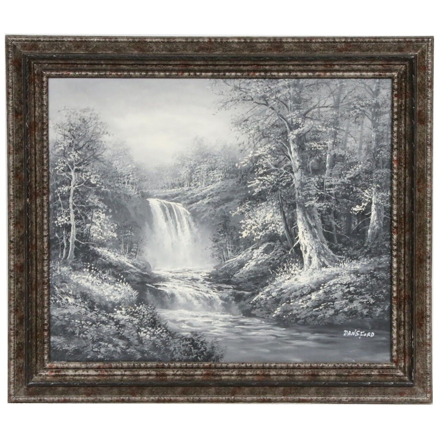 Dansford Waterfall Landscape Oil Painting