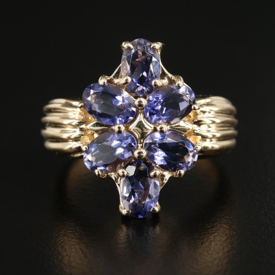 14K Yellow Gold Iolite Ring