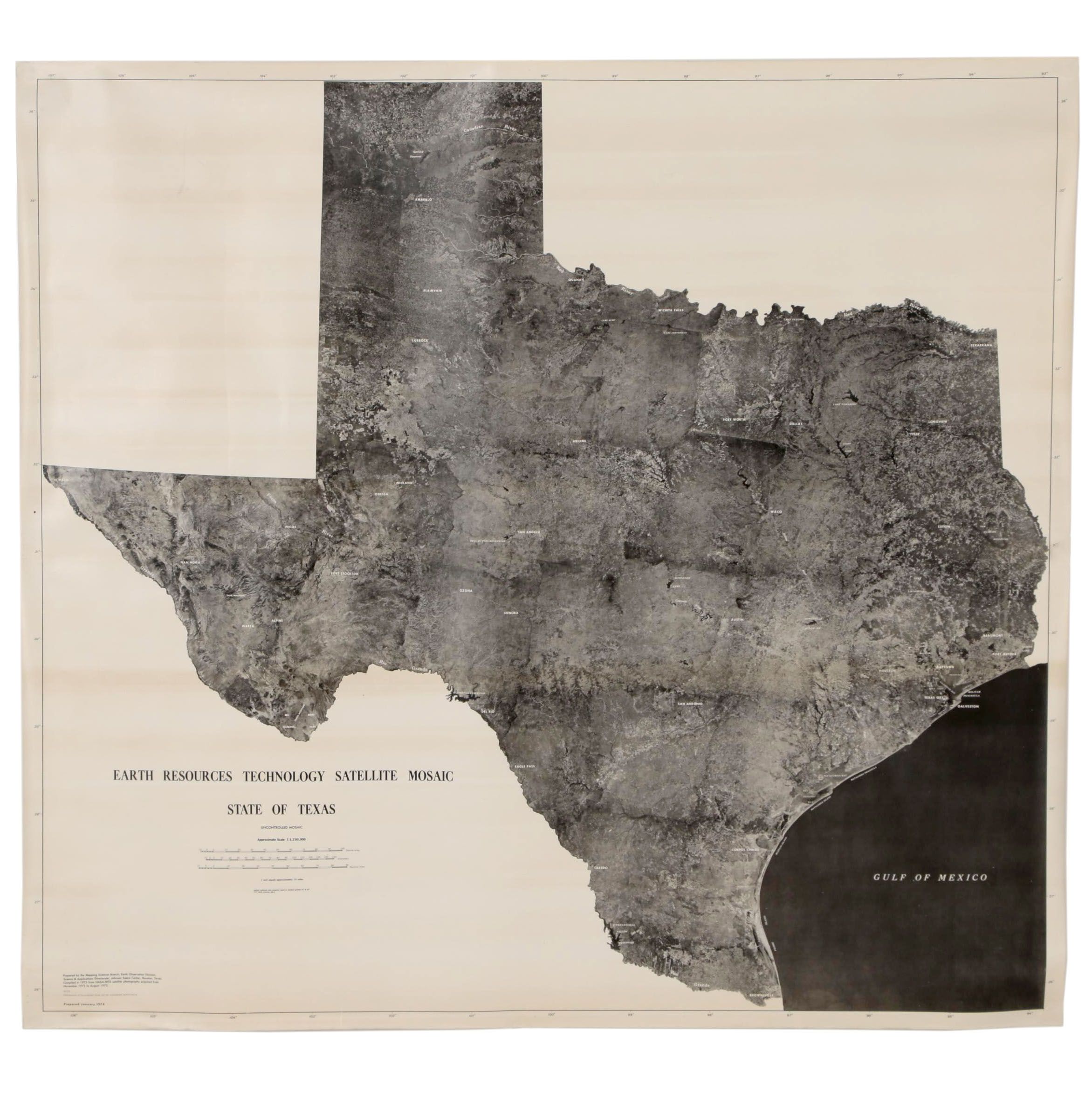 Satellite Mosaic Image of the State of Texas, 1974