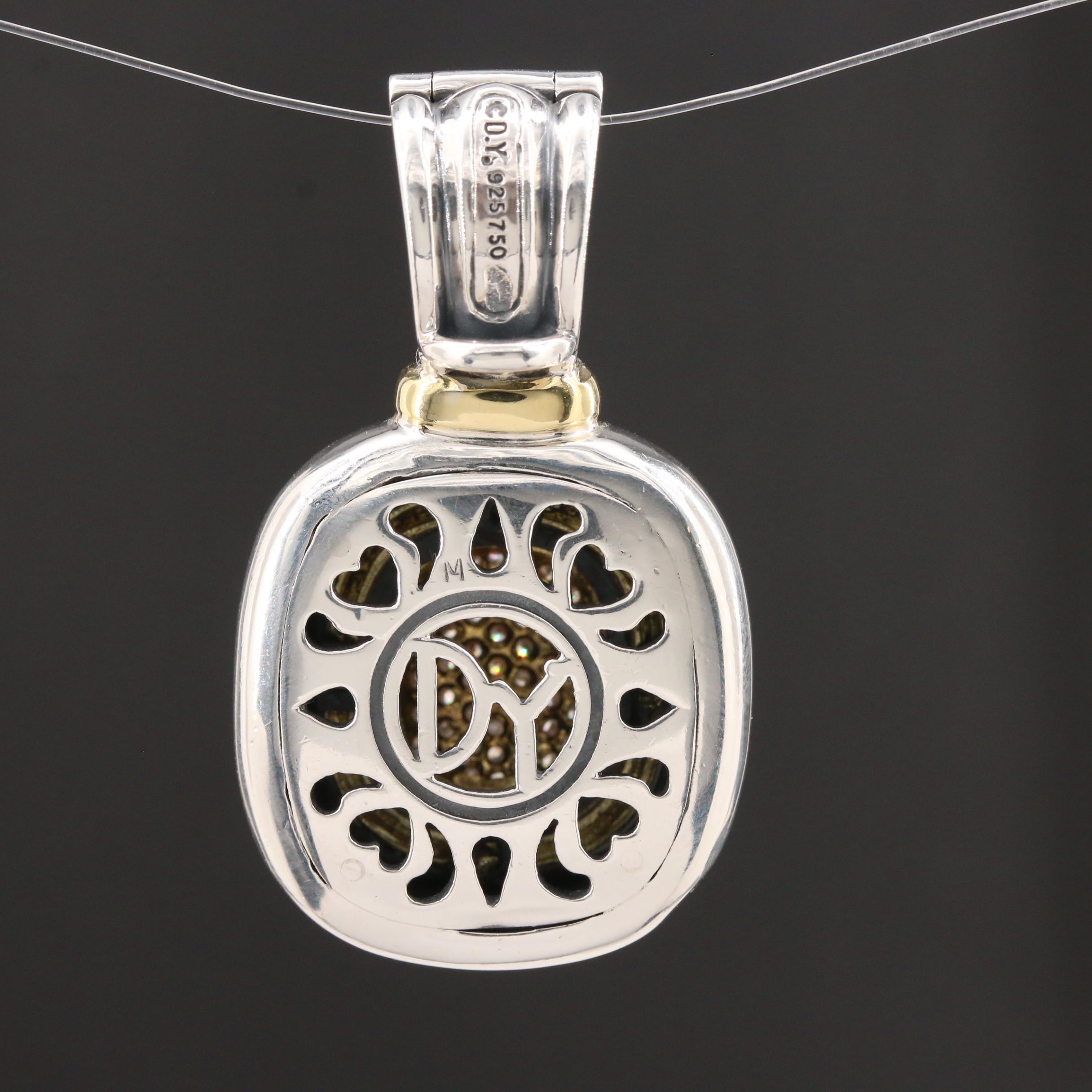 David Yurman "Albion" Sterling Pavé Diamond Enhancer Pendant with Travel Pouch