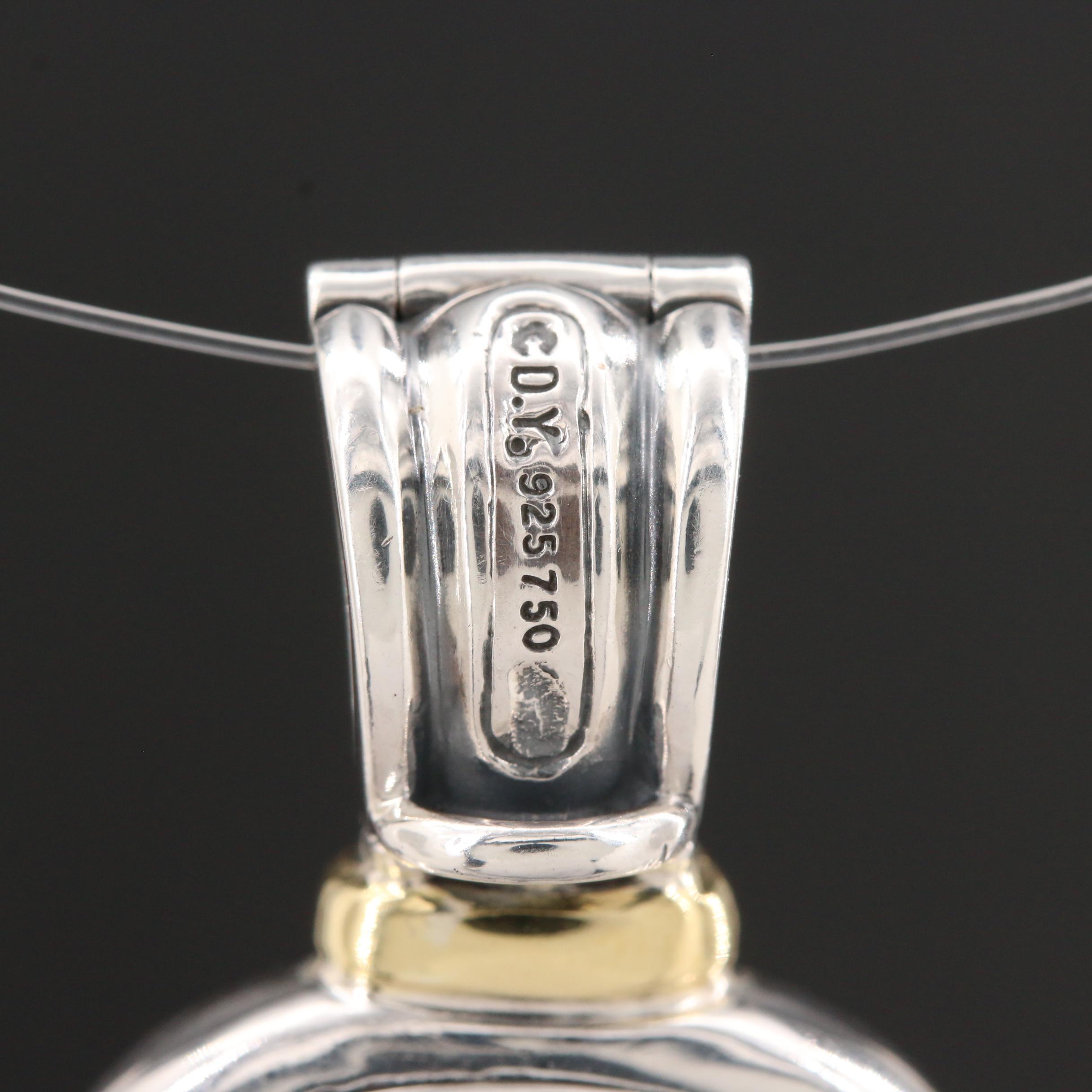 David Yurman "Albion" Sterling Pavé Diamond Enhancer Pendant with Travel Pouch