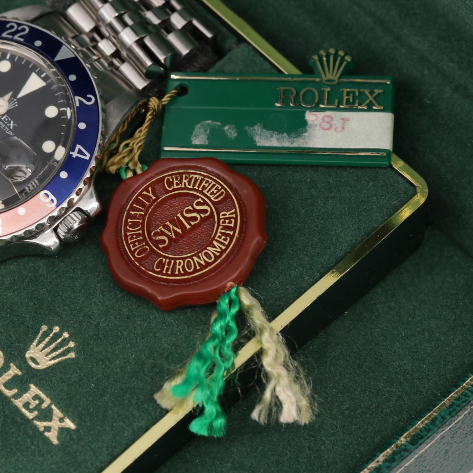 Vintage Rolex GMT Master 1675 Pepsi Bezel Stainless Steel Watch, 1978