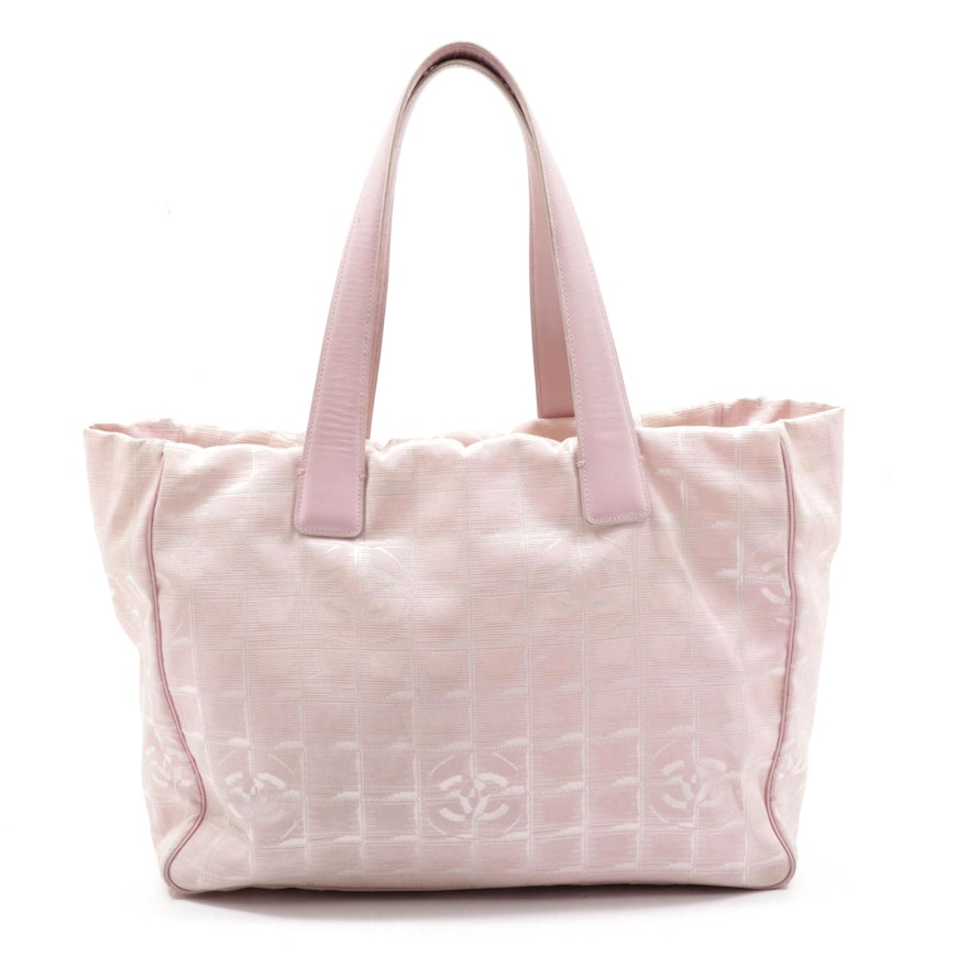 Chanel Travel Line Tote Bag in Pink CC Logo Nylon and Leather