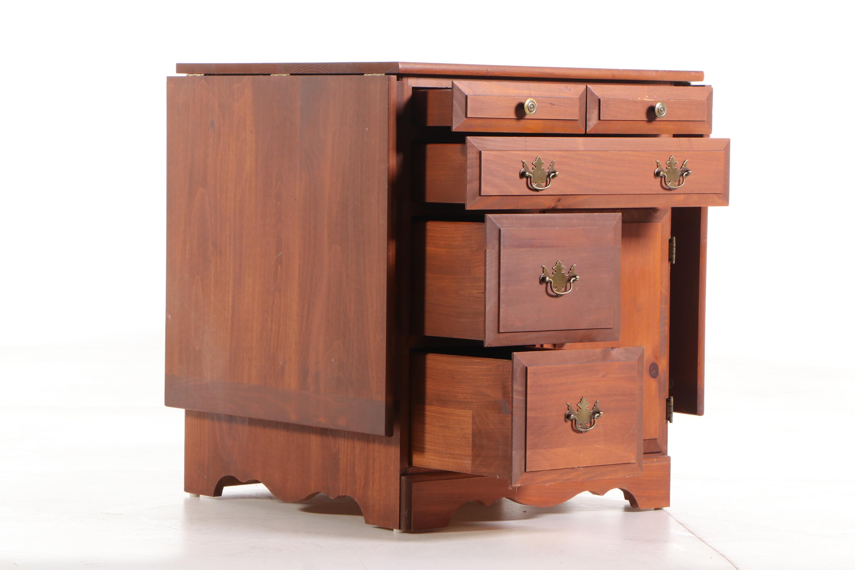 Early American Style Stained Pine Drop Leaf Buffet Server, Mid-20th Century