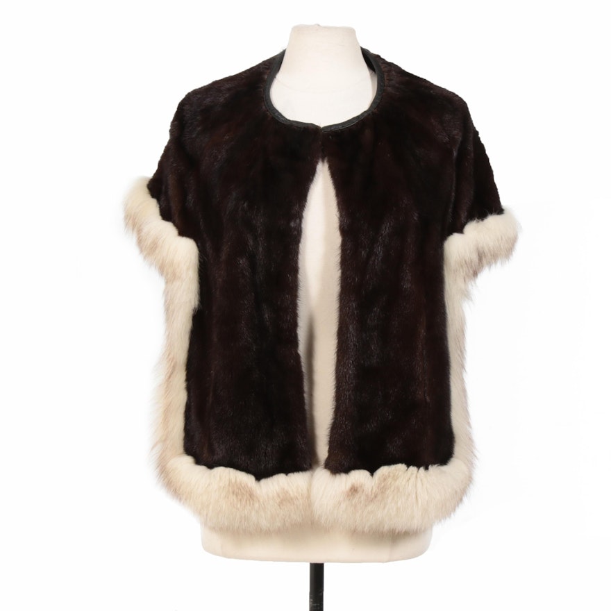 Mahogany Mink and Fox Fur Stole with Leather Trim from The Union Dept. Store