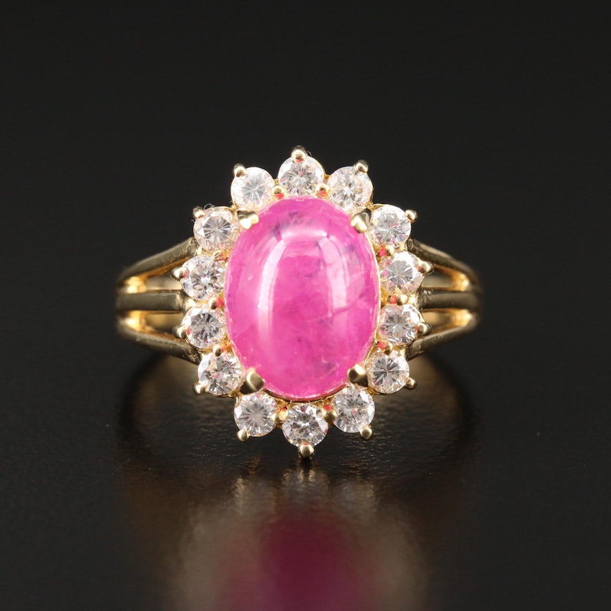18K Yellow Gold 4.03 CT Ruby and Diamond Ring