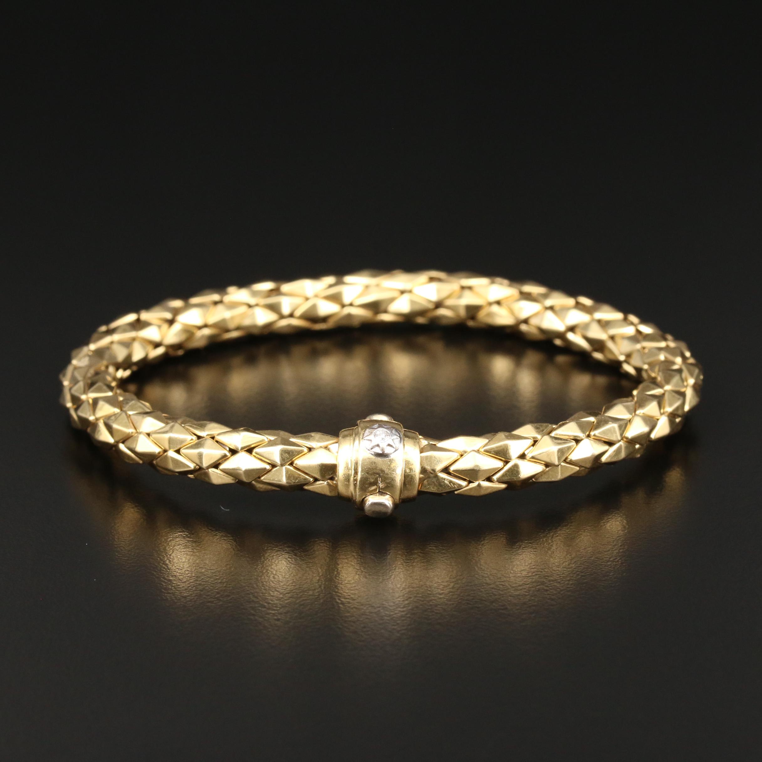 Italian Chimento 18K Yellow Gold Bracelet with Diamond Accent