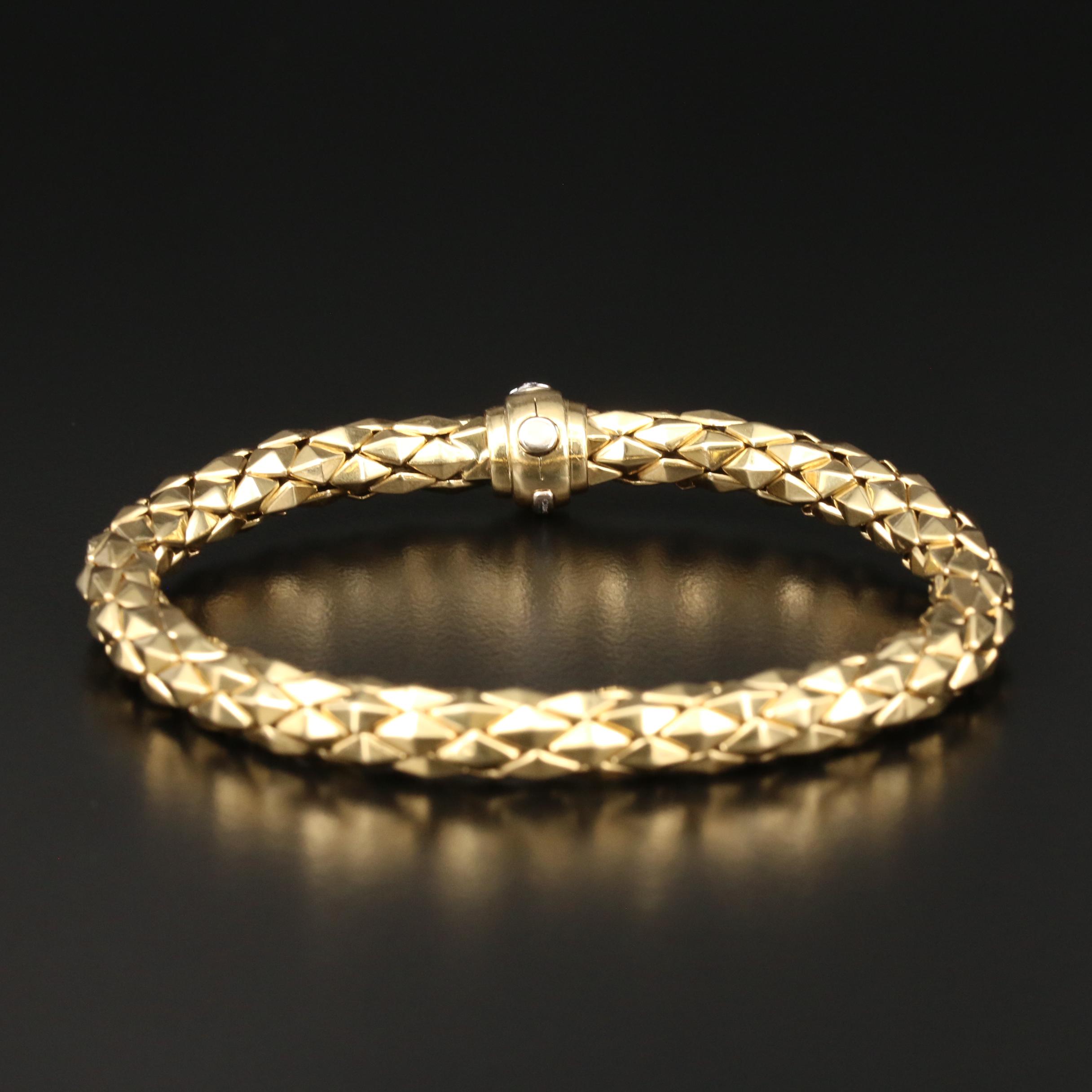 Italian Chimento 18K Yellow Gold Bracelet with Diamond Accent