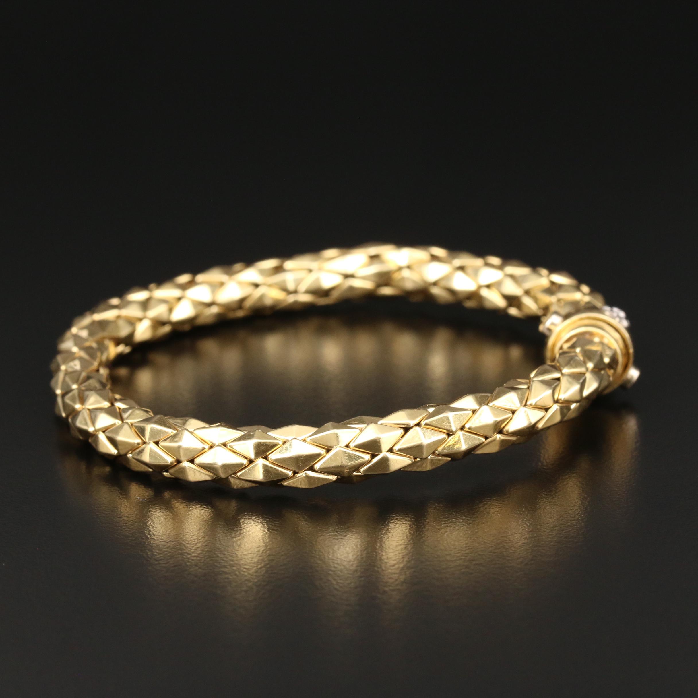 Italian Chimento 18K Yellow Gold Bracelet with Diamond Accent