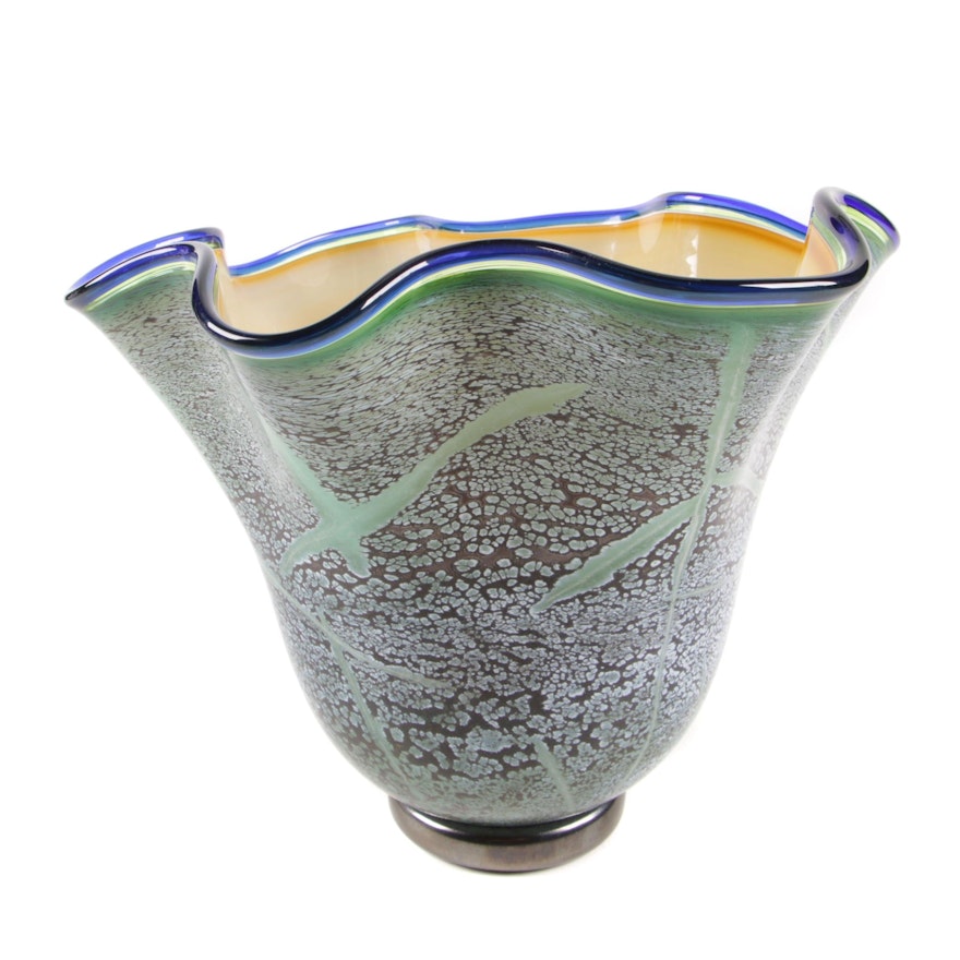 Hand Blown Handkerchief Art Glass Vase, 2013