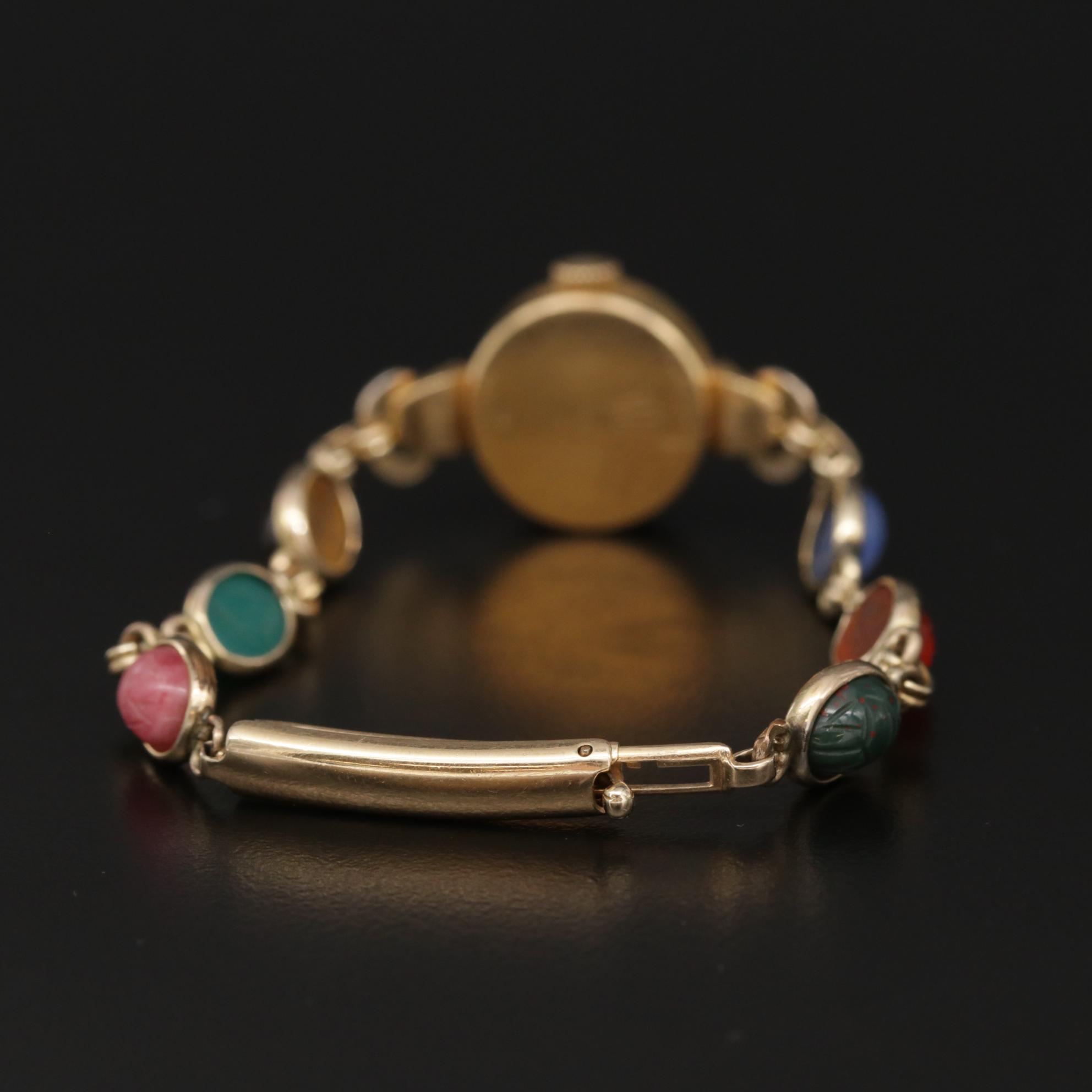 Rolex Orchid 18K Gold Watch with 14K Gold Scarab Bracelet, Circa 1960