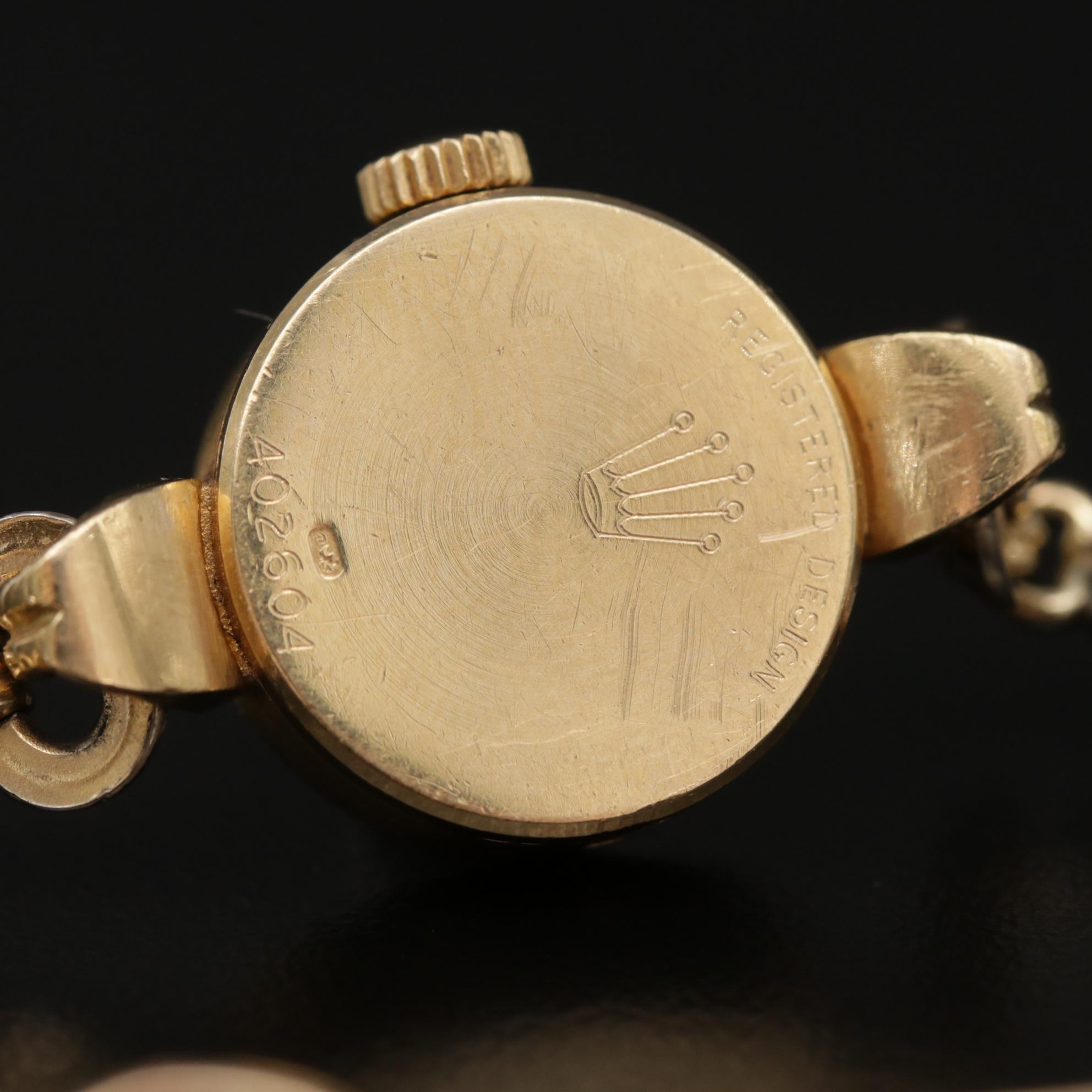 Rolex Orchid 18K Gold Watch with 14K Gold Scarab Bracelet, Circa 1960