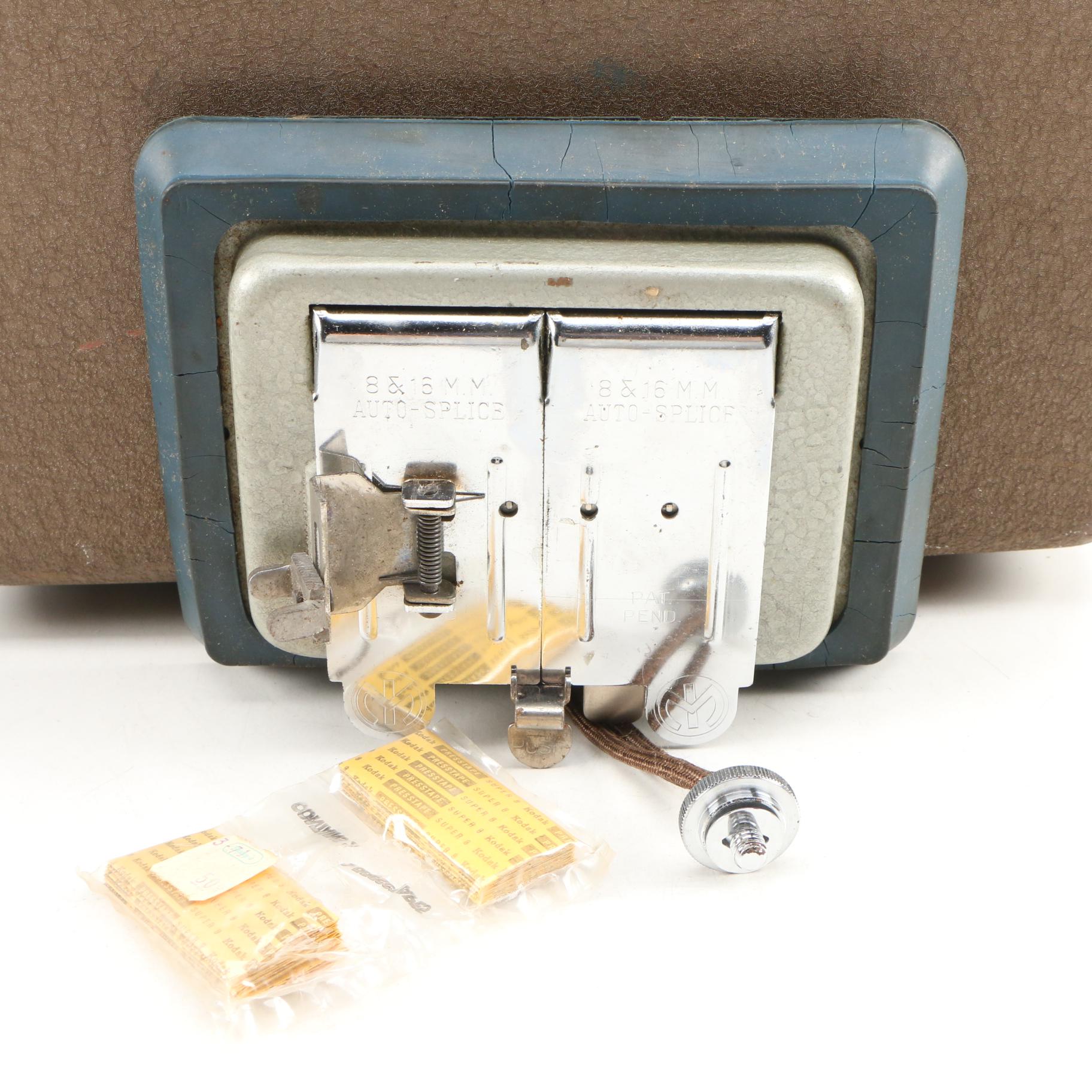 Kodak Brownie Movie Projector 8mm, with Auto Splicer, Six Film Cans and More