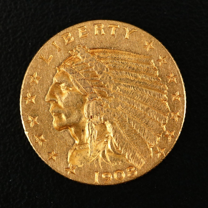 1908 Indian Head $2 1/2 Gold Coin