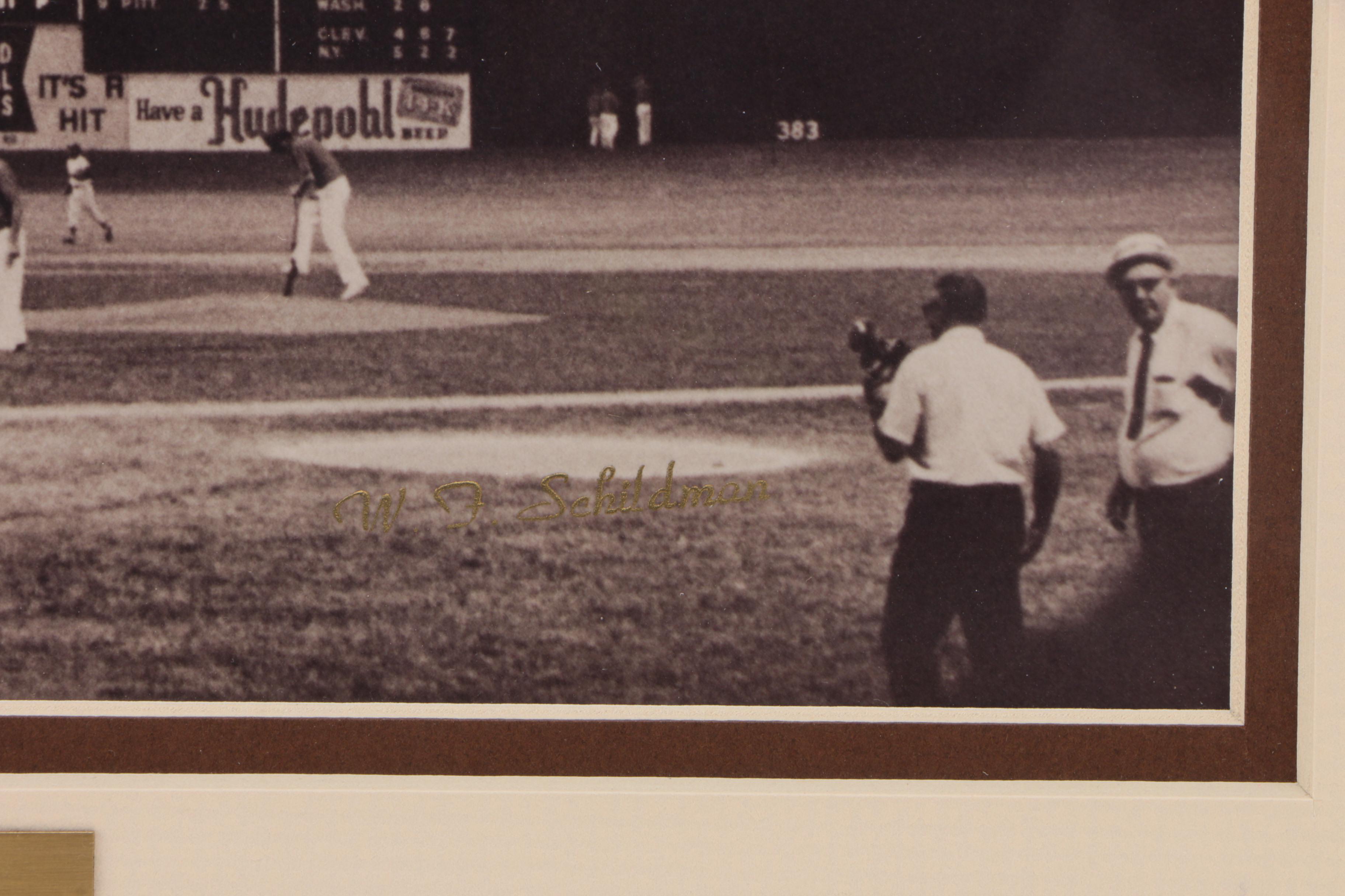 W.F. Schildman "Last and First Game" Crosley-Riverfront Baseball Print Display