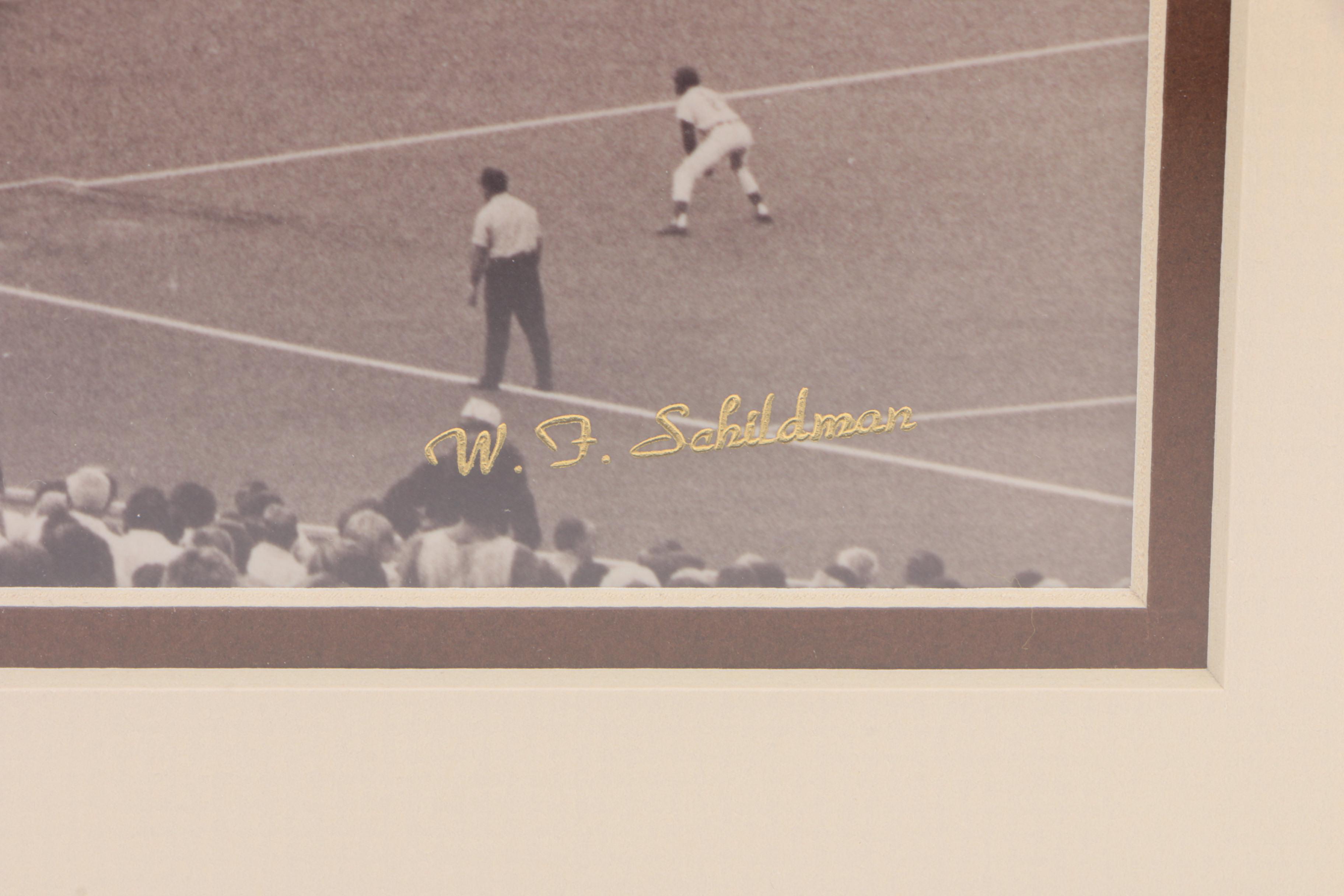 W.F. Schildman "Last and First Game" Crosley-Riverfront Baseball Print Display