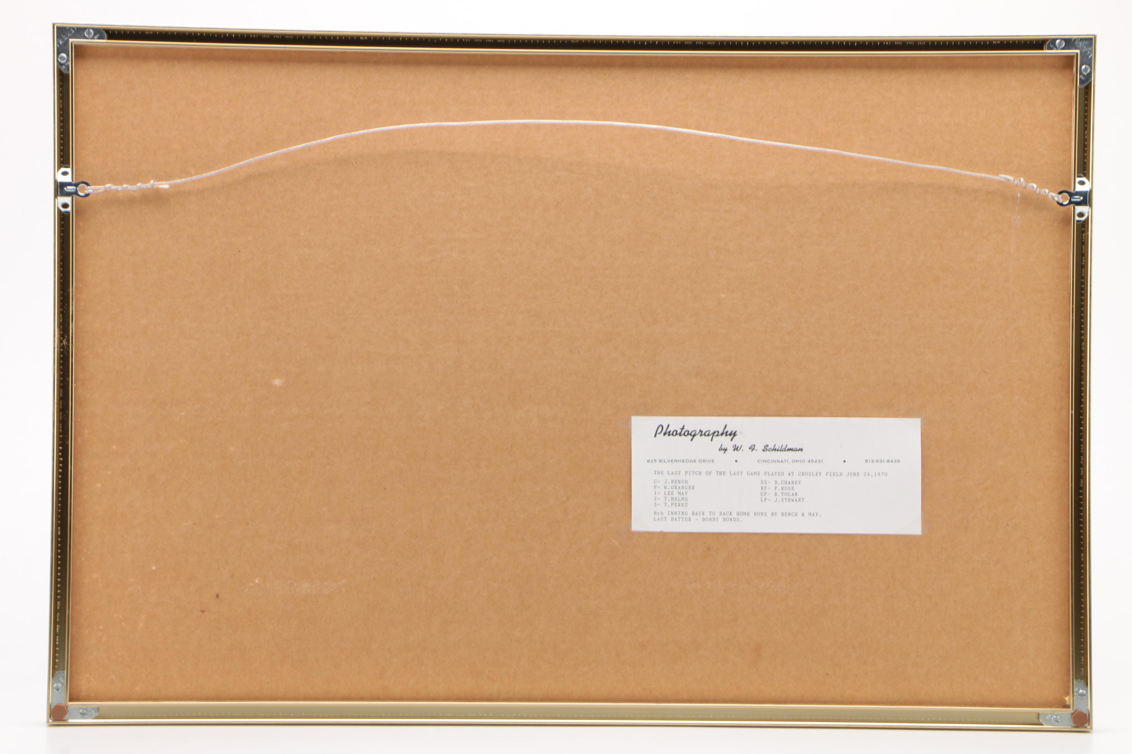 W.F. Schildman "Last and First Game" Crosley-Riverfront Baseball Print Display