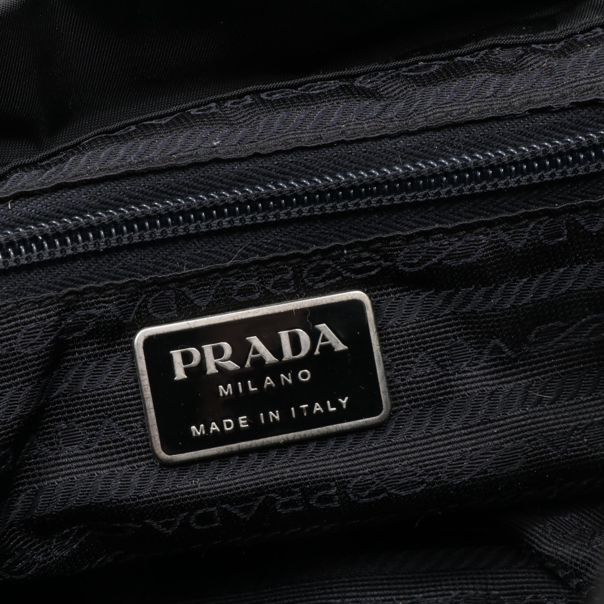 Prada Black Tessuto Nylon and Leather Backpack Purse
