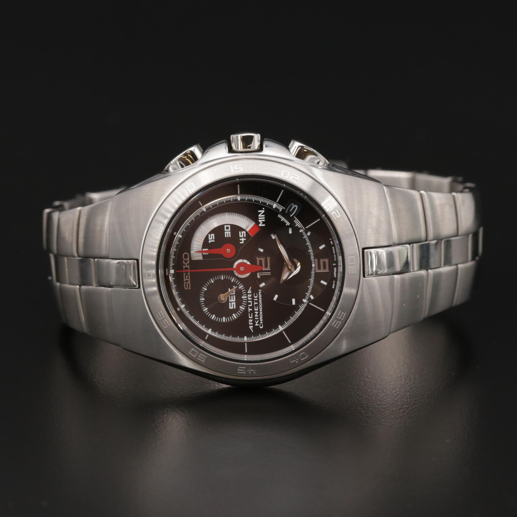 Seiko Arctura Kinetic Stainless Steel Chronograph Watch