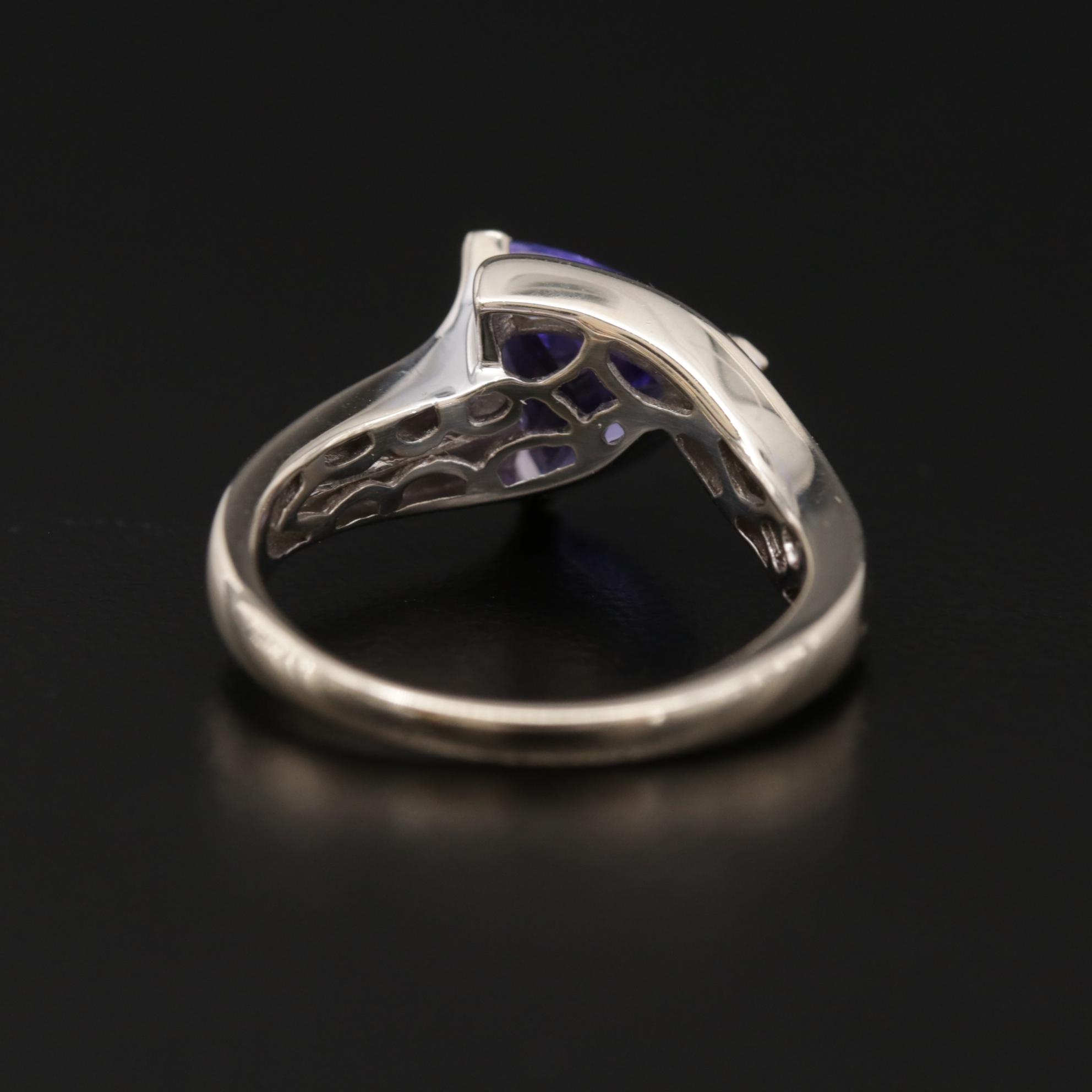 14K White Gold 1.76 CT Tanzanite and Diamond Ring