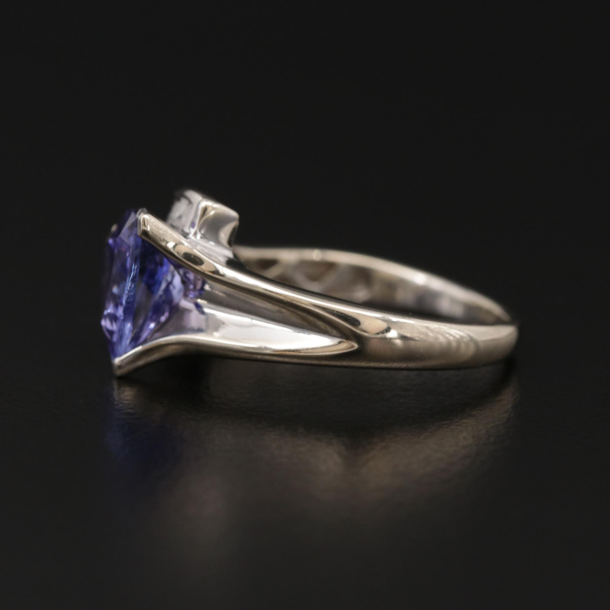 14K White Gold 1.76 CT Tanzanite and Diamond Ring