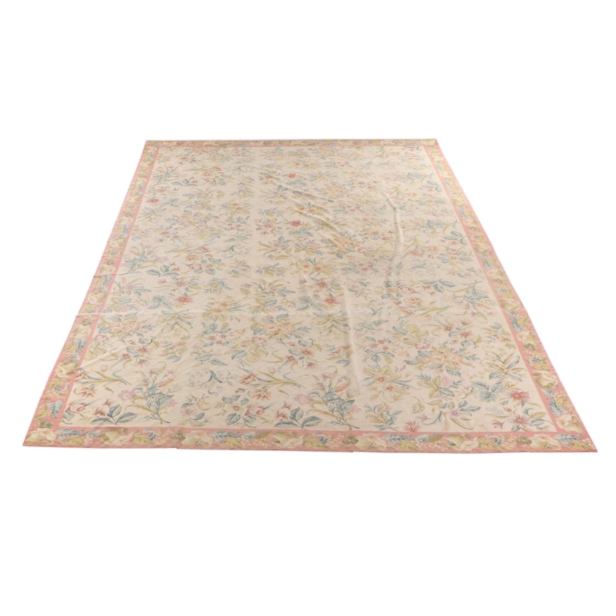 13'2 x 20'6 Handmade Needlepoint Floral Wool Room Sized Rug