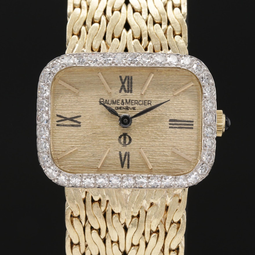 Baume & Mercier 14K Gold 1.07 CTW Diamond Bezel Wristwatch