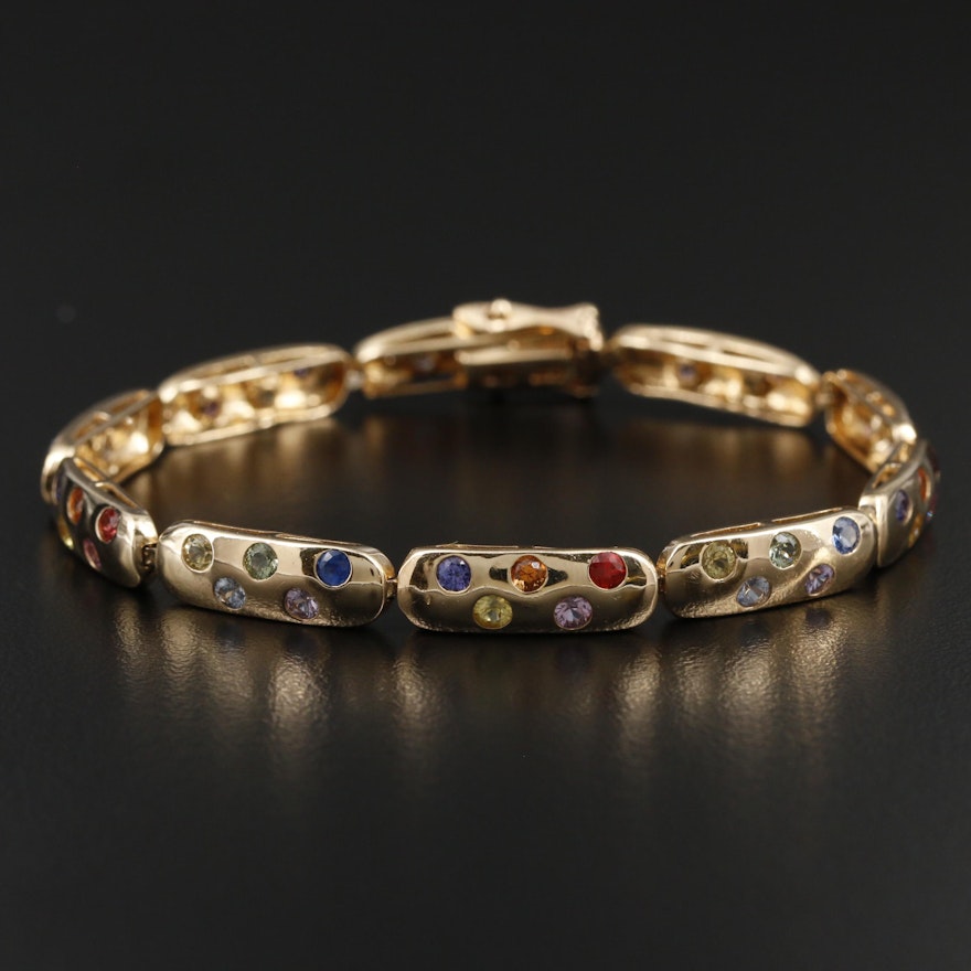 14K Yellow Gold Sapphire Link Bracelet