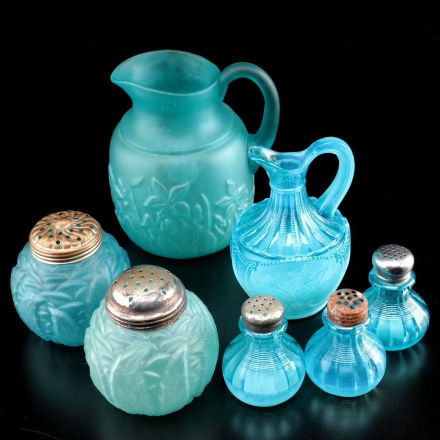 Northwood and Other Blue Glass Assorted Patterns Tableware