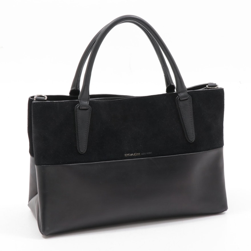 Coach New York Black Leather and Suede Borough Bag