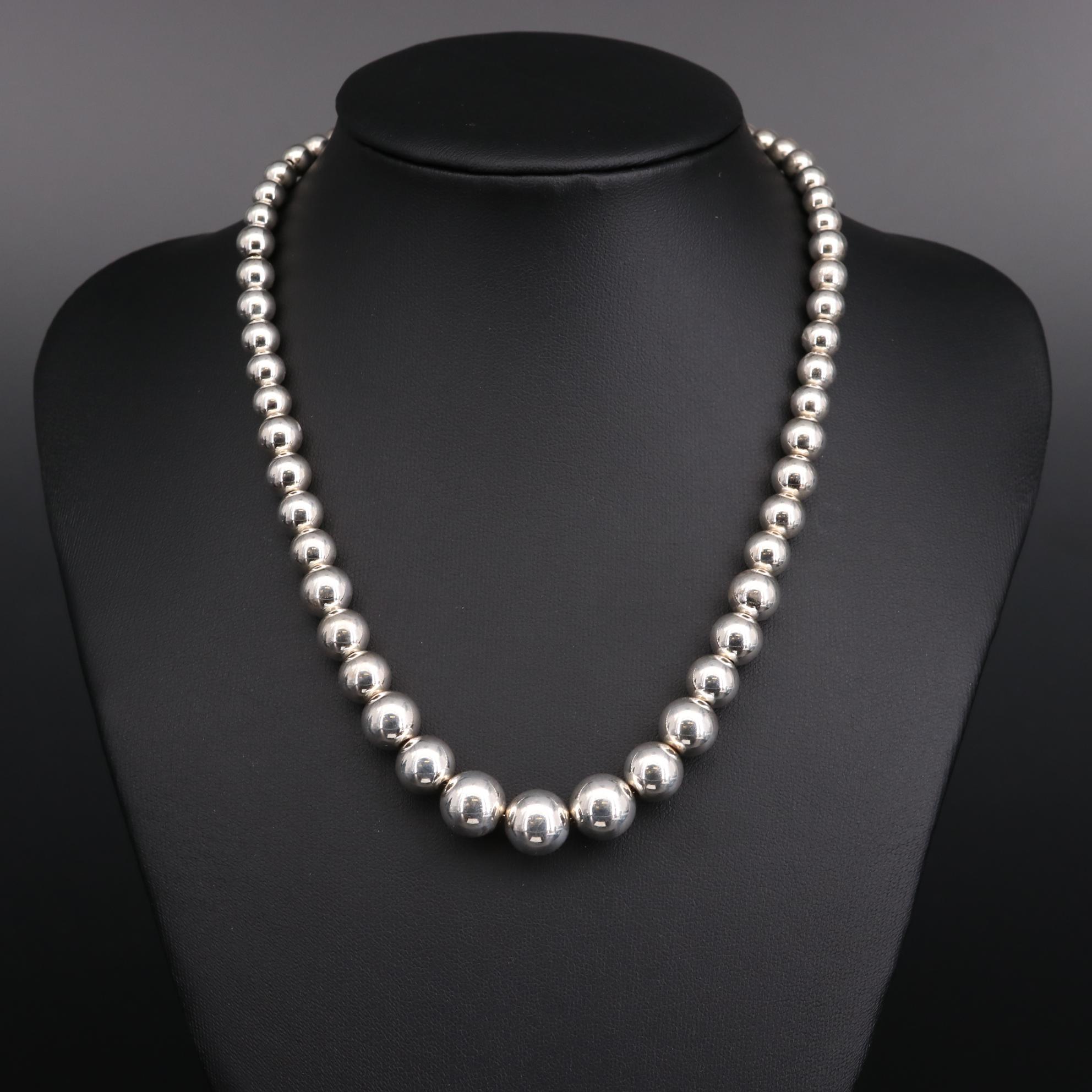 Tiffany & Co. "HardWear" Sterling Silver Graduated Bead Necklace