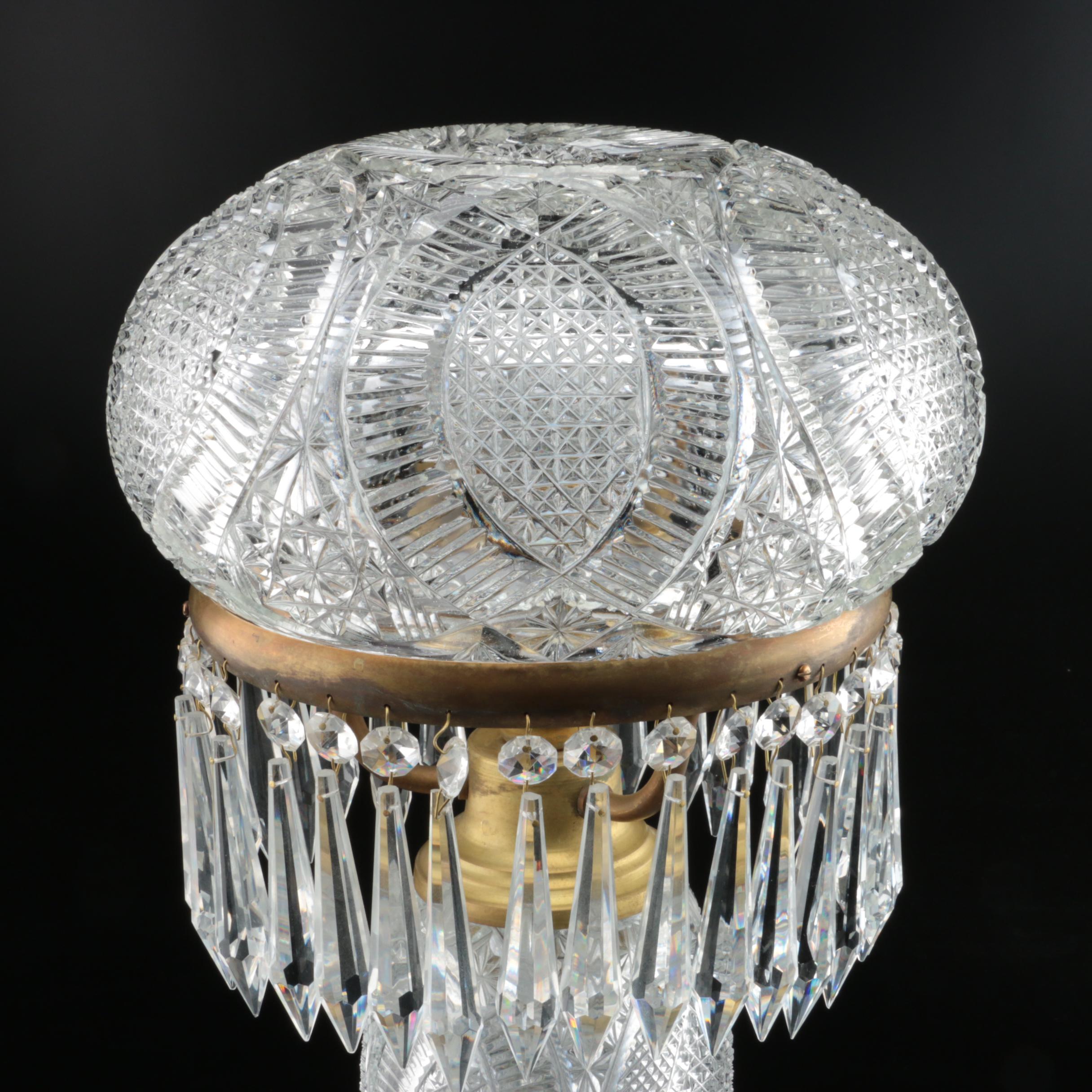 American Brilliant Style Cut Glass Table Lamp