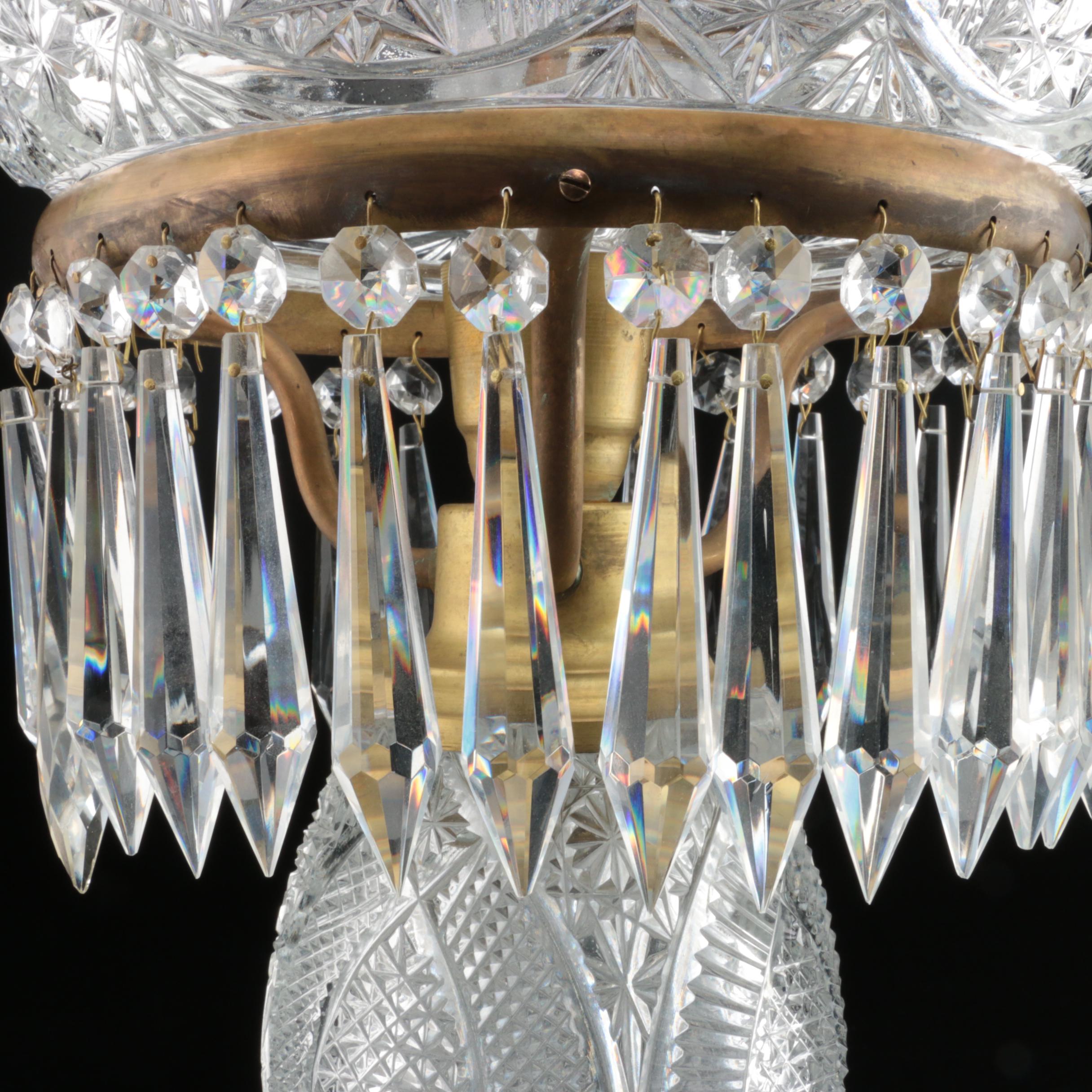 American Brilliant Style Cut Glass Table Lamp