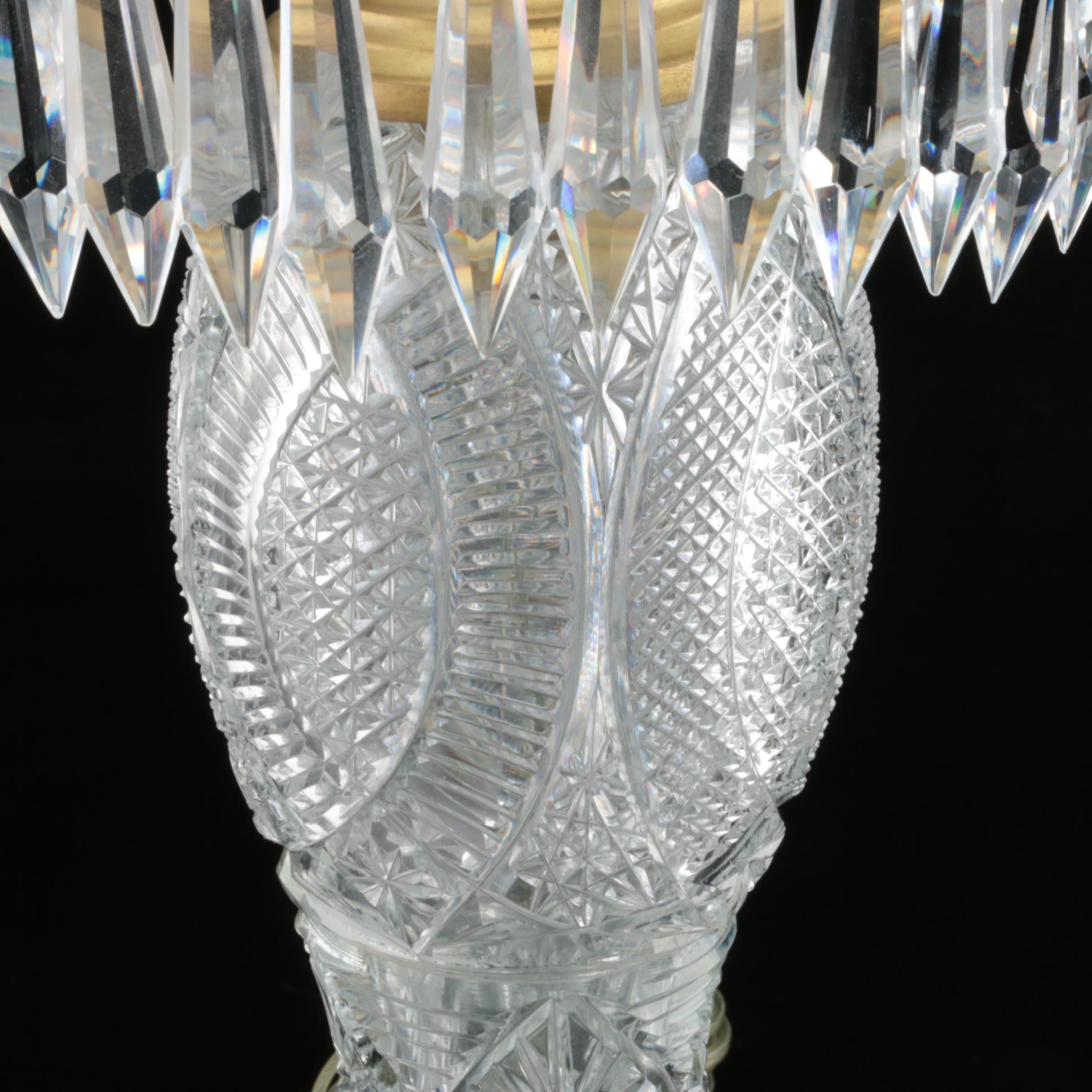 American Brilliant Style Cut Glass Table Lamp