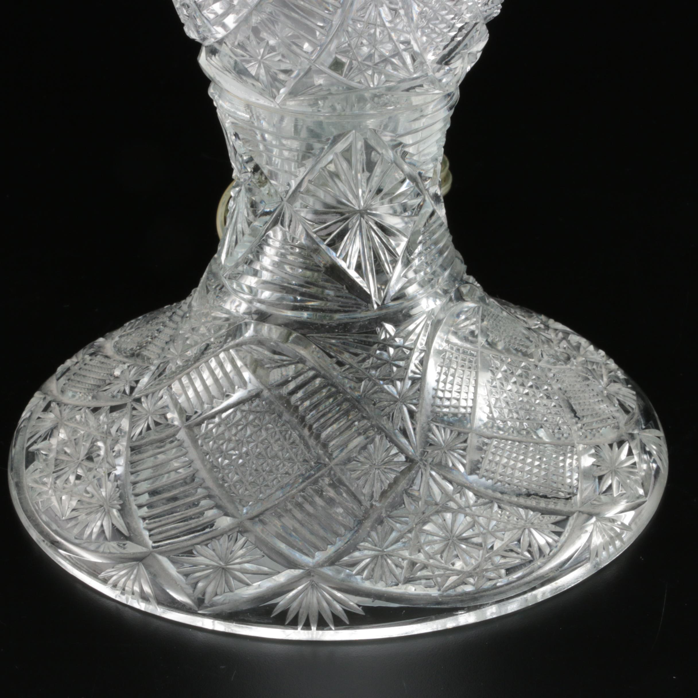 American Brilliant Style Cut Glass Table Lamp