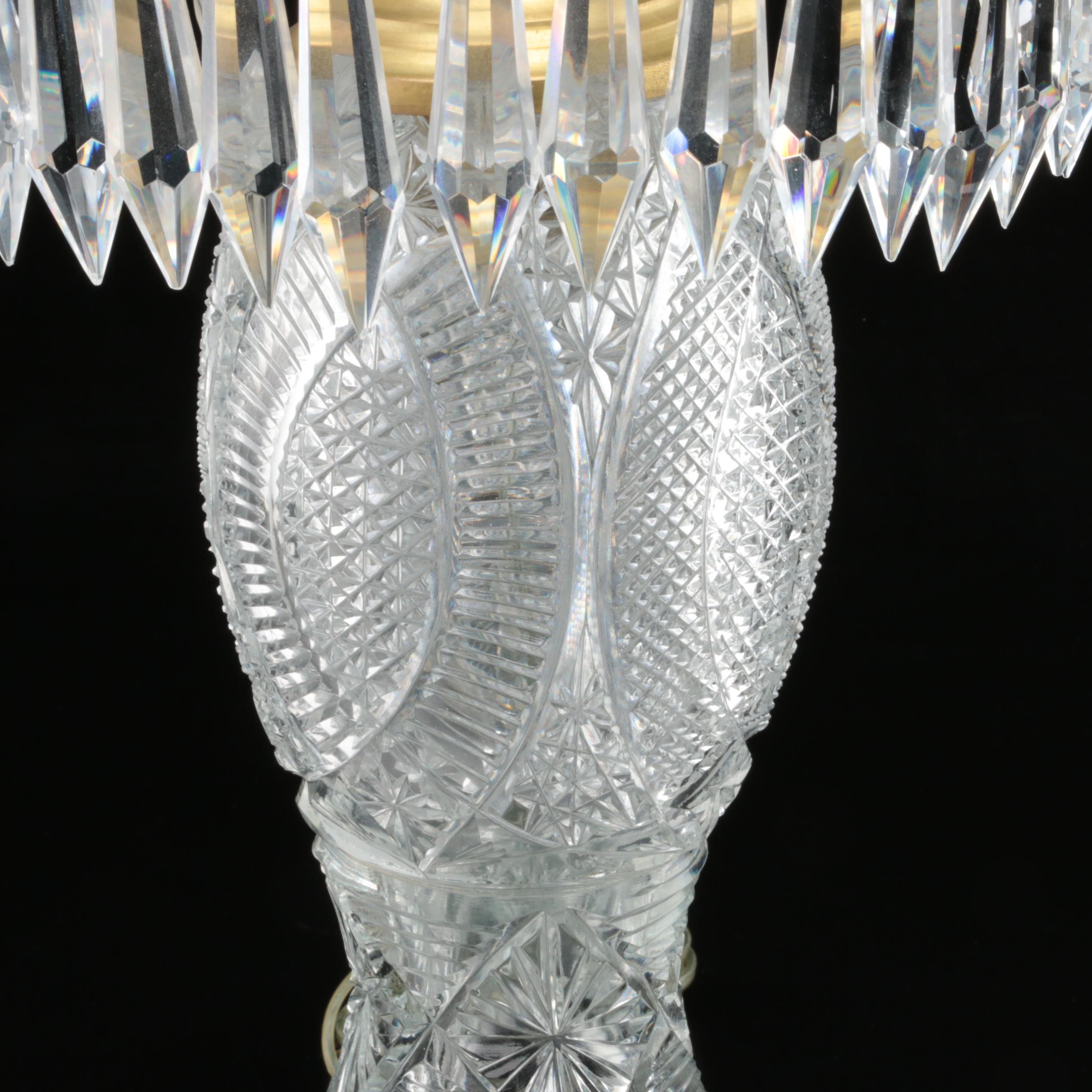 American Brilliant Style Cut Glass Table Lamp