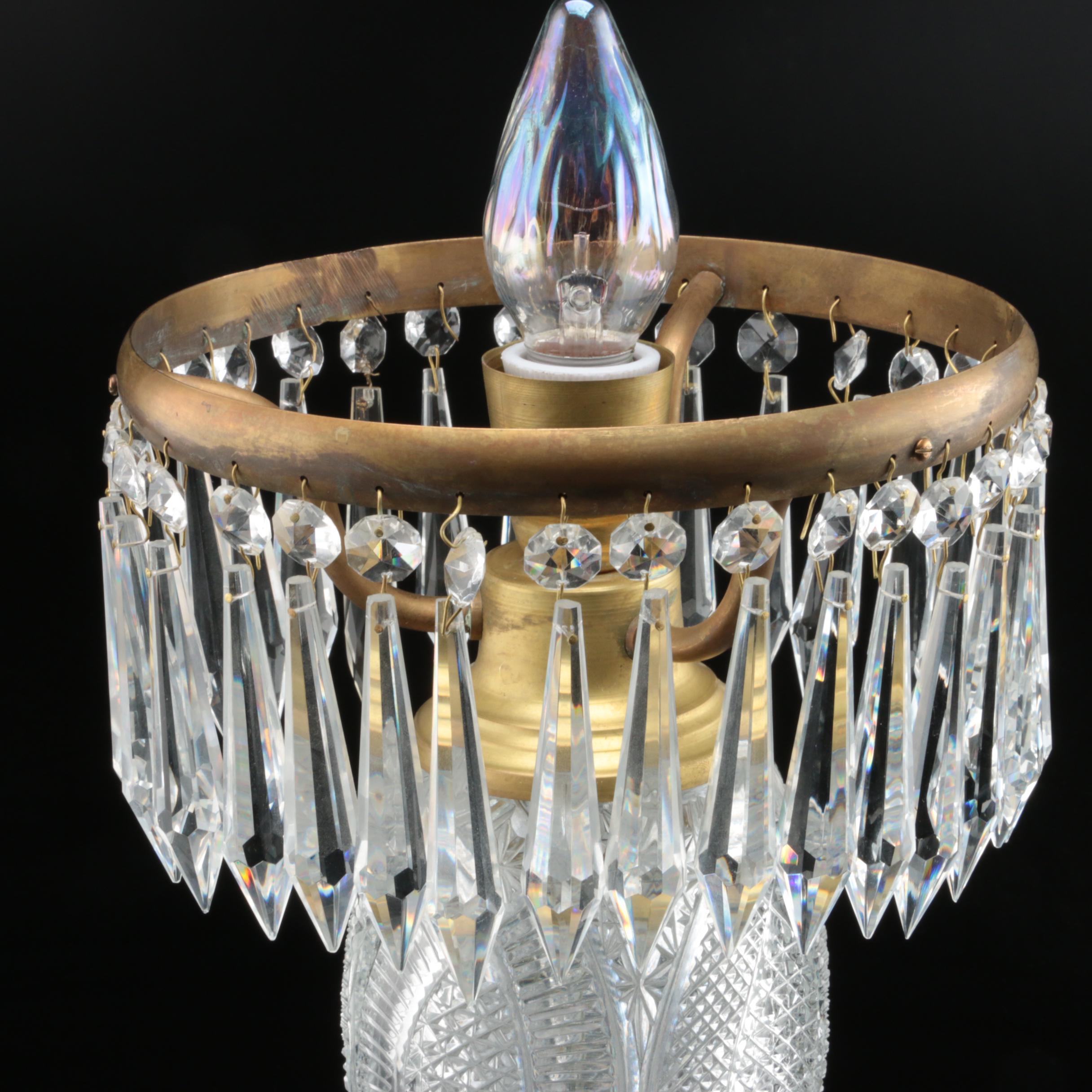 American Brilliant Style Cut Glass Table Lamp