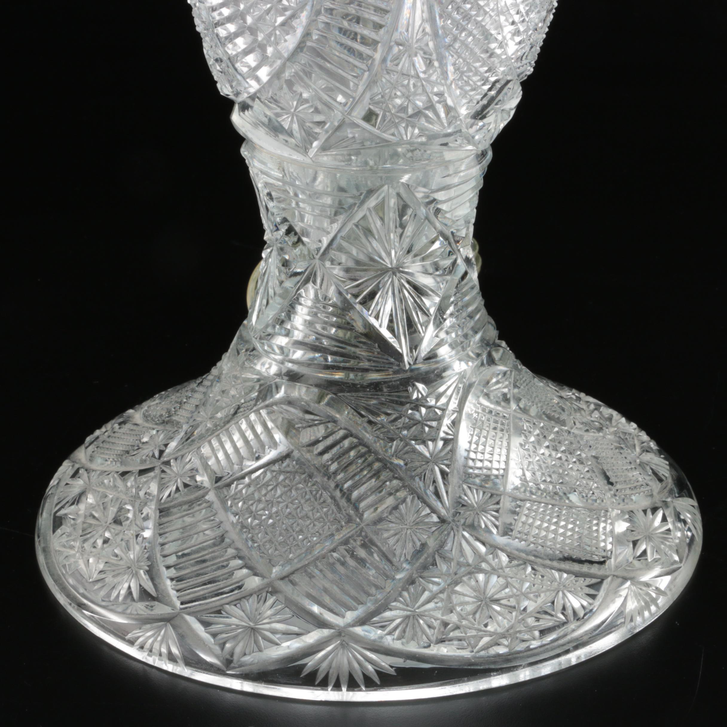 American Brilliant Style Cut Glass Table Lamp