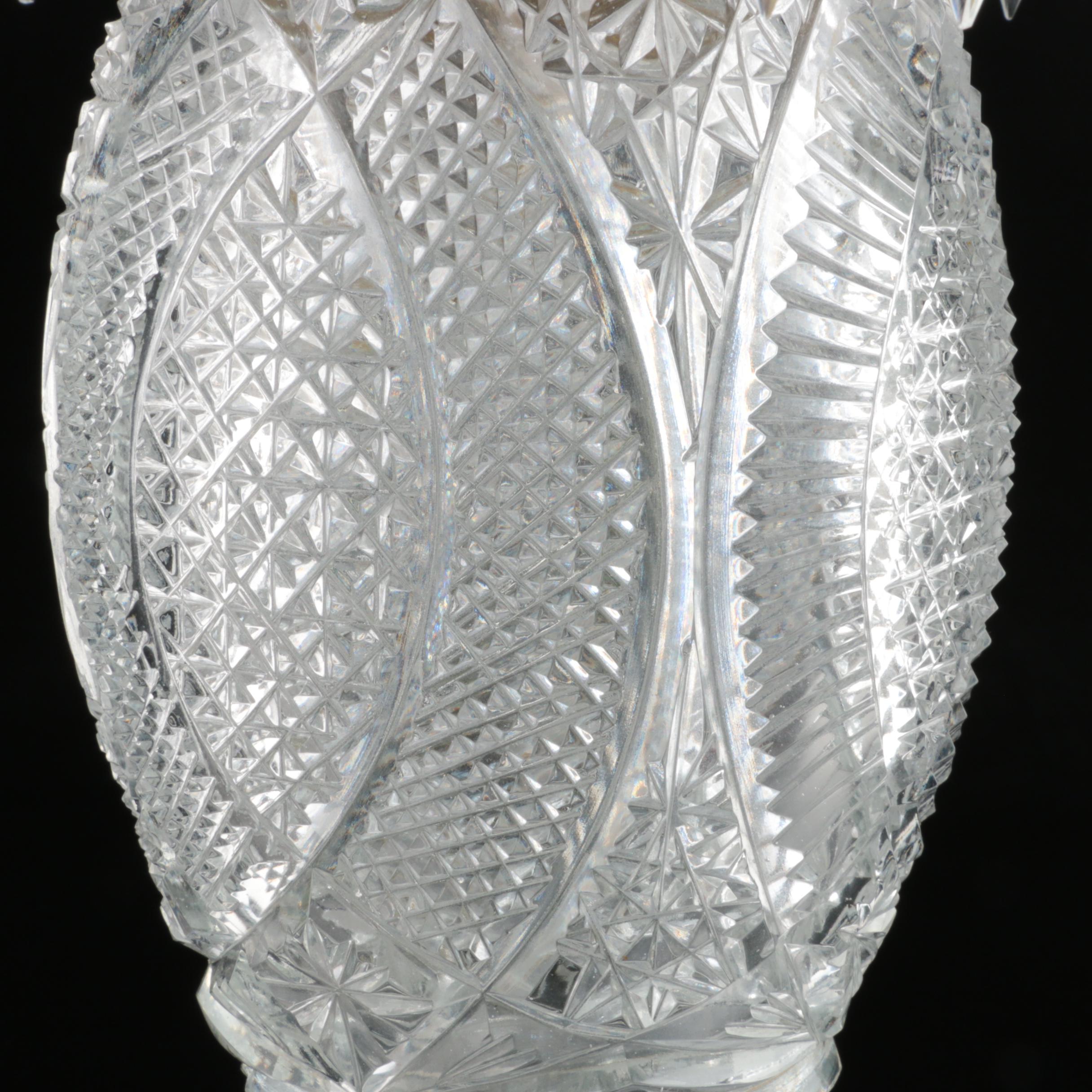 American Brilliant Style Cut Glass Table Lamp