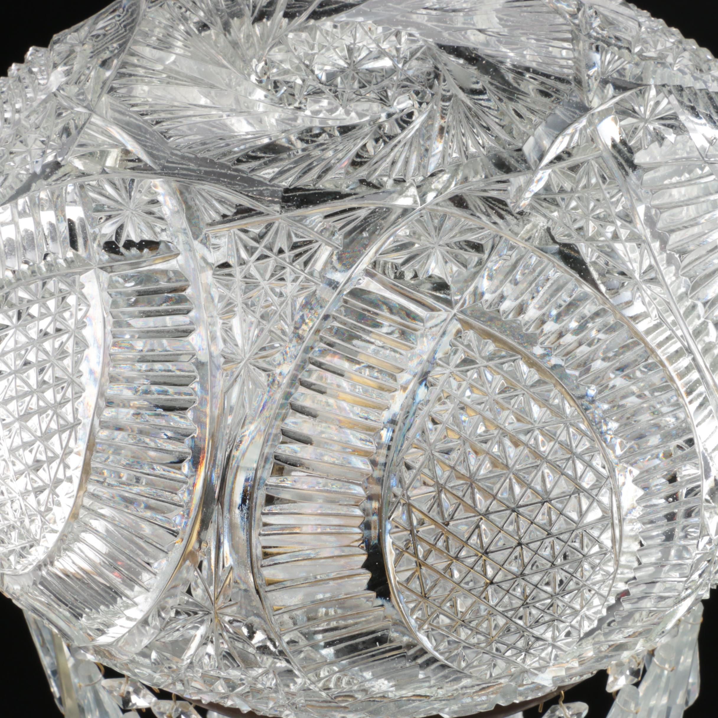 American Brilliant Style Cut Glass Table Lamp