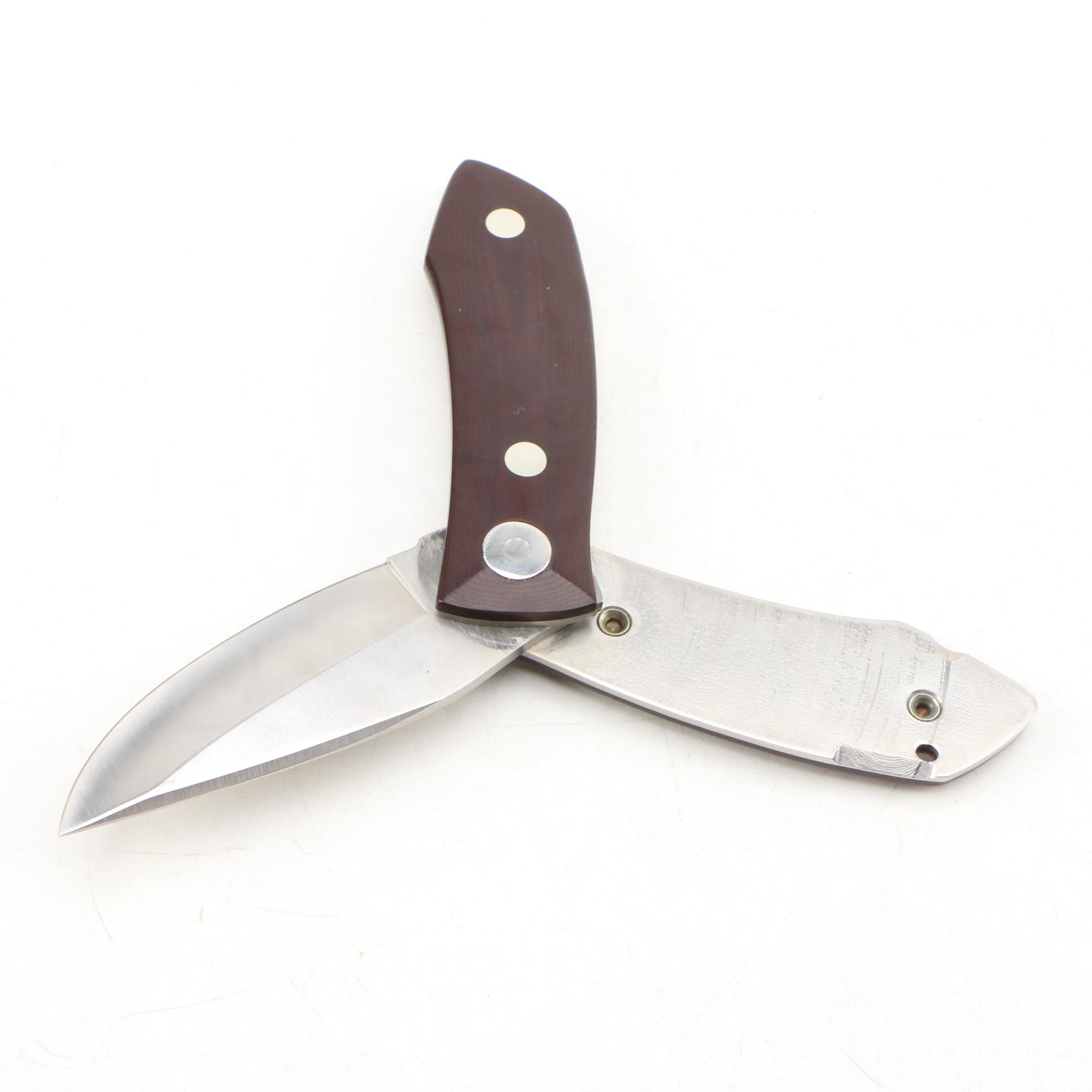 Colt Barry Wood Hartford CT. Horse Logo Hunting Knife with Leather Sheath