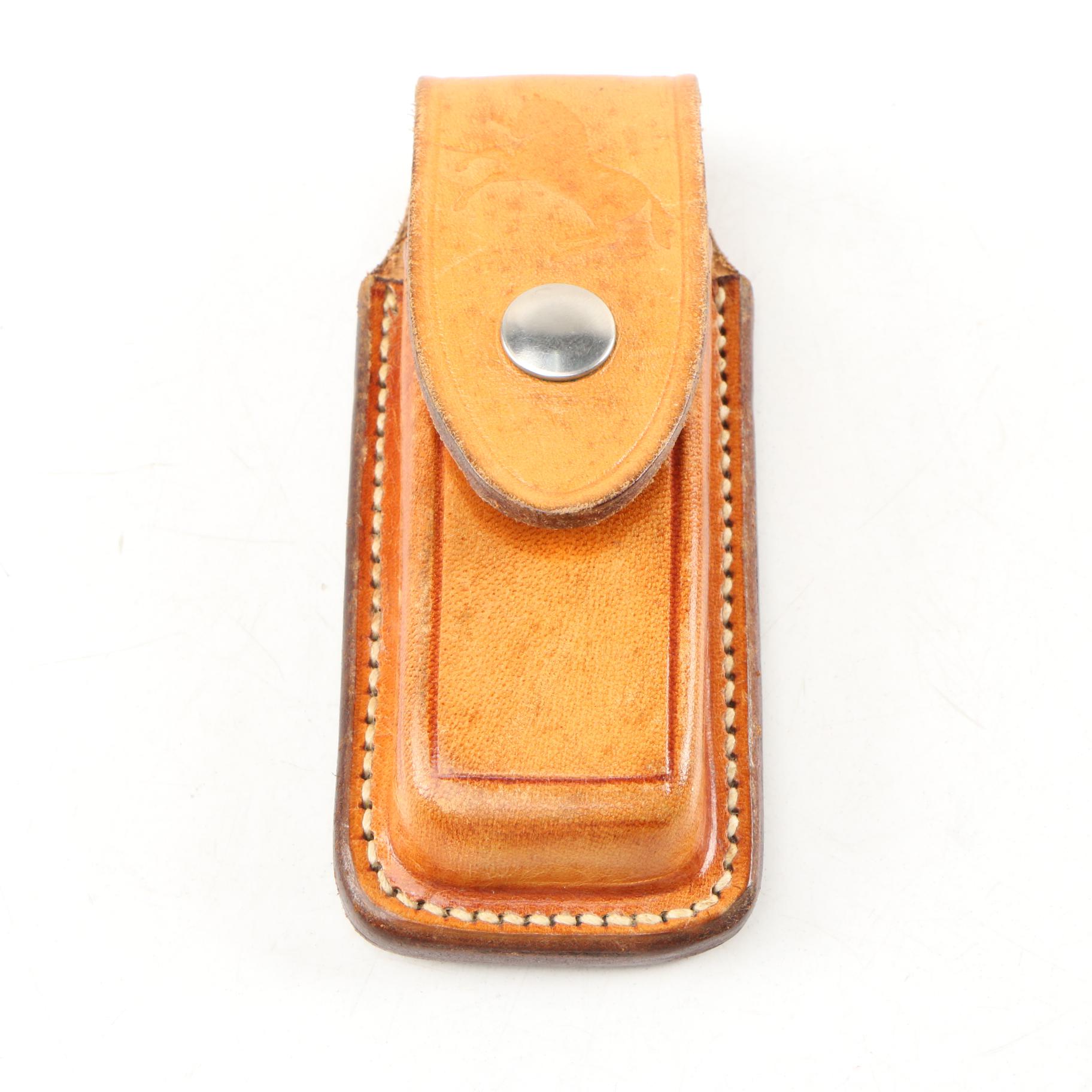 Colt Barry Wood Hartford CT. Horse Logo Hunting Knife with Leather Sheath