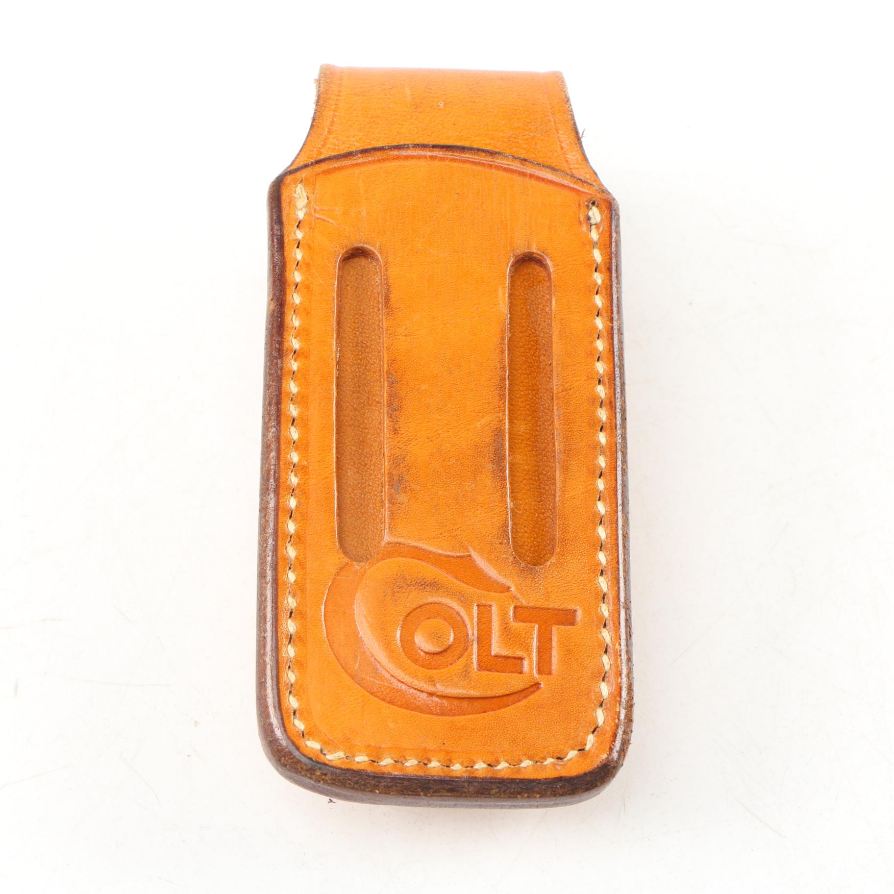 Colt Barry Wood Hartford CT. Horse Logo Hunting Knife with Leather Sheath