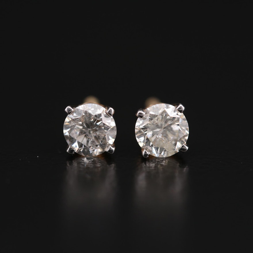 14K Yellow Gold 0.78 CTW Diamond Stud Earrings