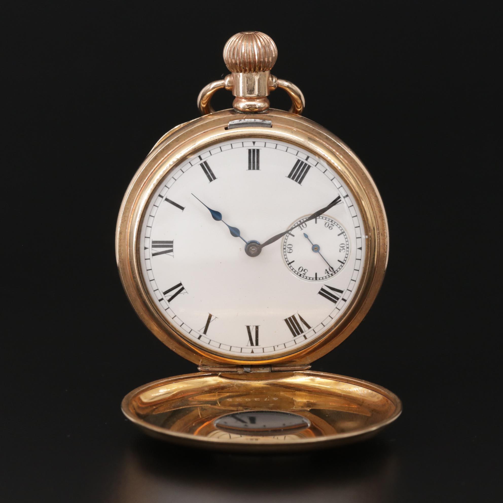 Antique Waltham Gold Filled Demi Hunter Pocket Watch, 1912