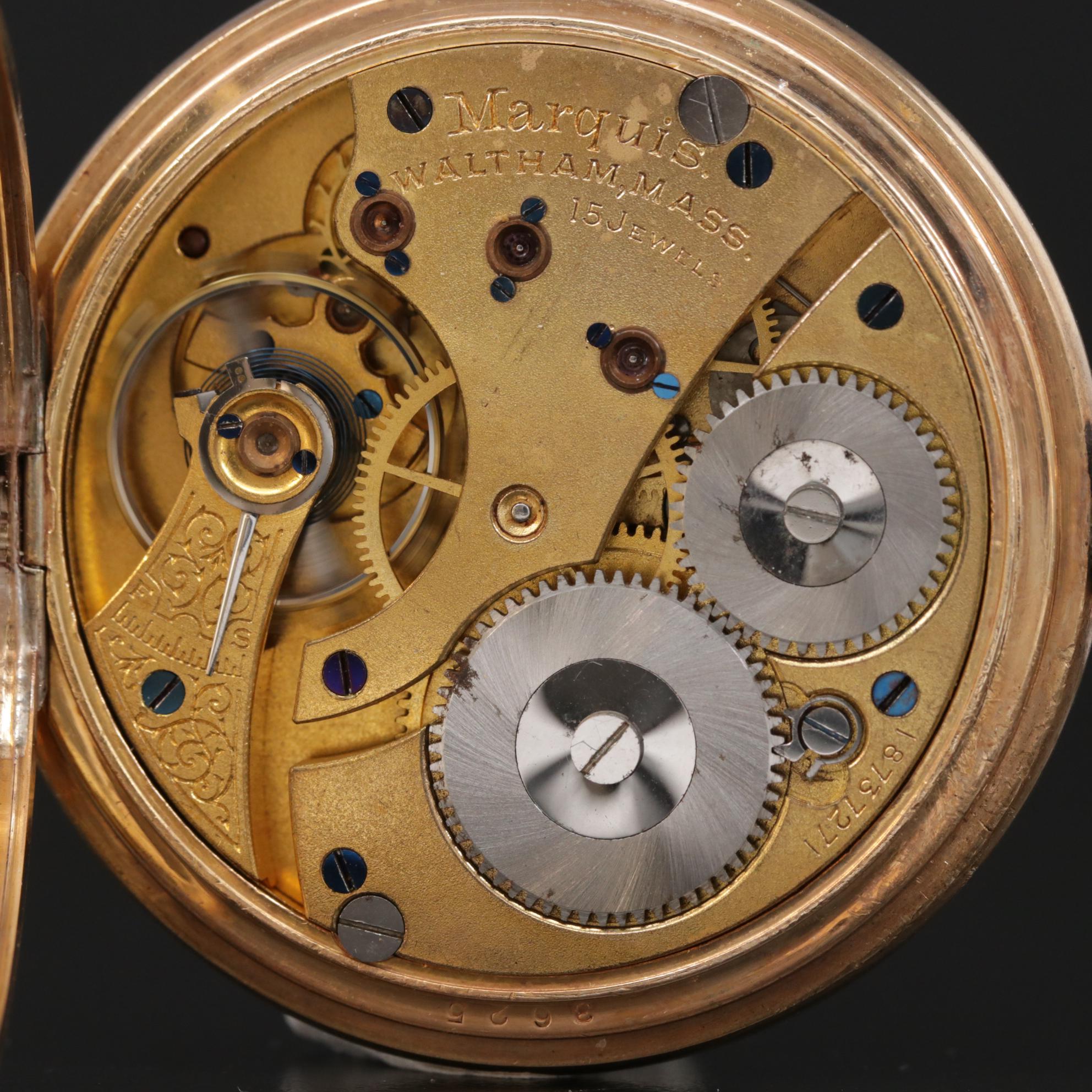 Antique Waltham Gold Filled Demi Hunter Pocket Watch, 1912