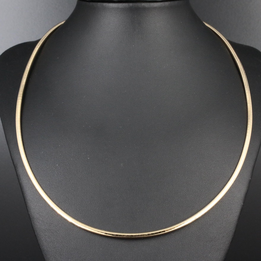 14K Yellow Gold Omega Link Necklace with Extender