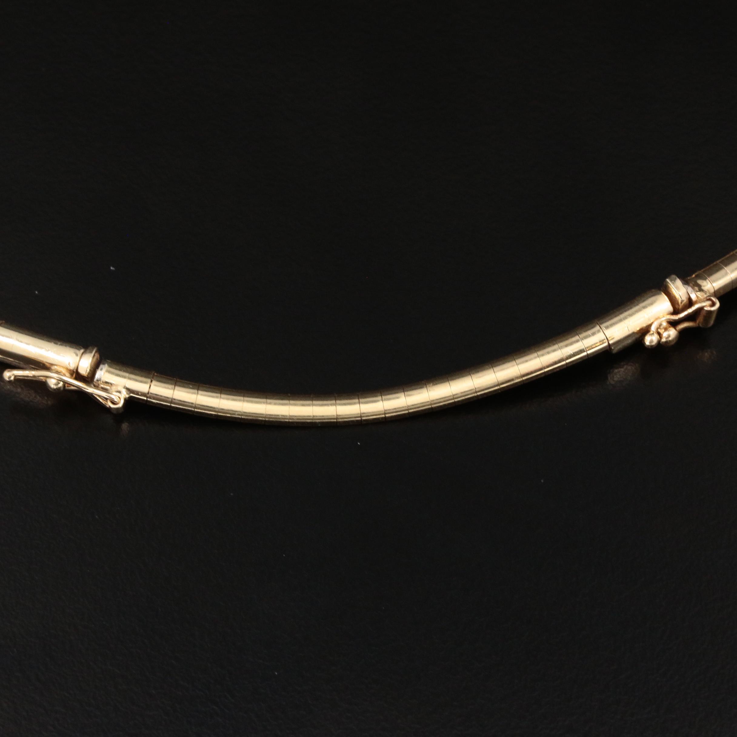 14K Yellow Gold Omega Link Necklace with Extender